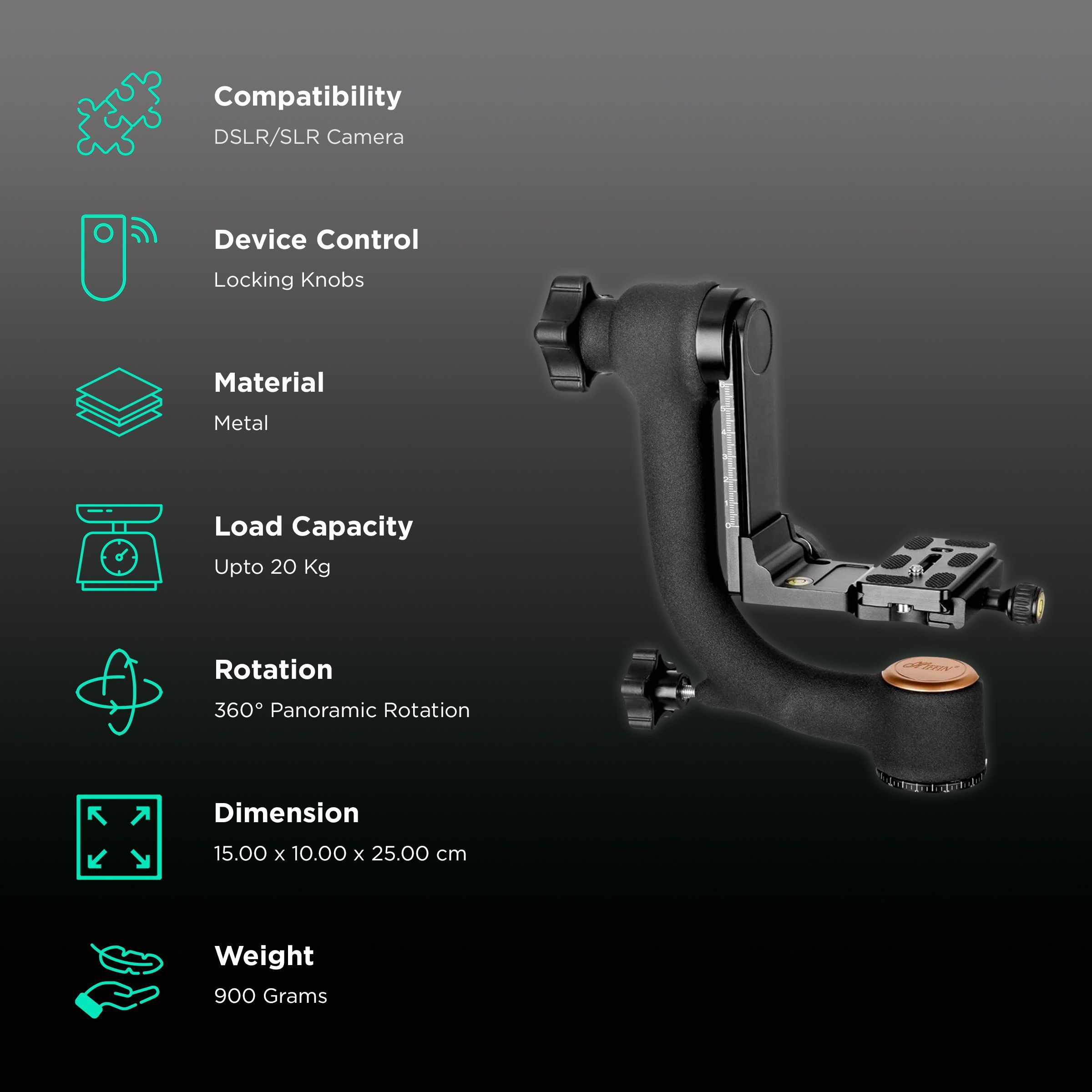 HIFFIN Professional Tripod Mount for Camera (360 Degree Rotation, Black)_2