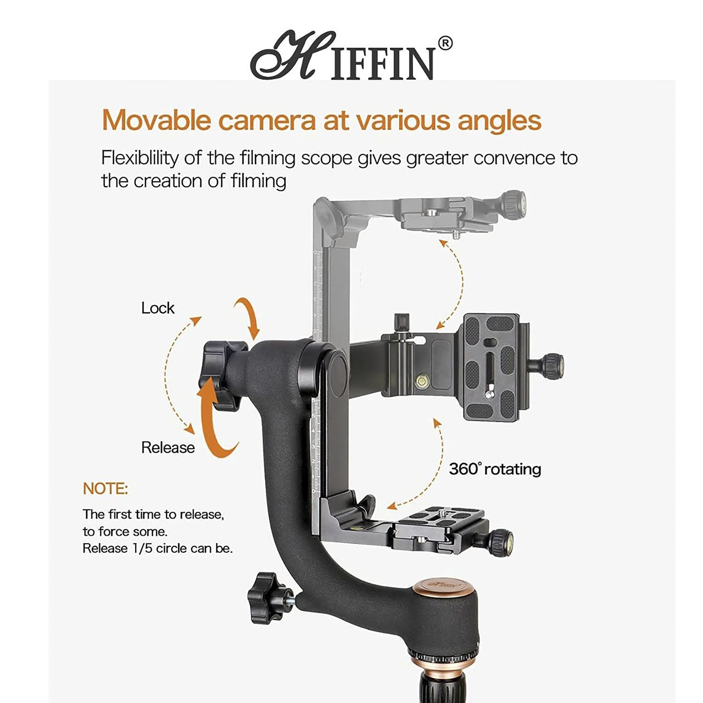 HIFFIN Professional Tripod Mount for Camera (360 Degree Rotation, Black)_3