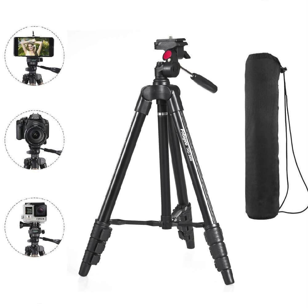 FotoPro DIGI-3400 121cm Adjustable Tripod for Mobile and Camera (3 Way Head with Adjustable Pan, Black)_9