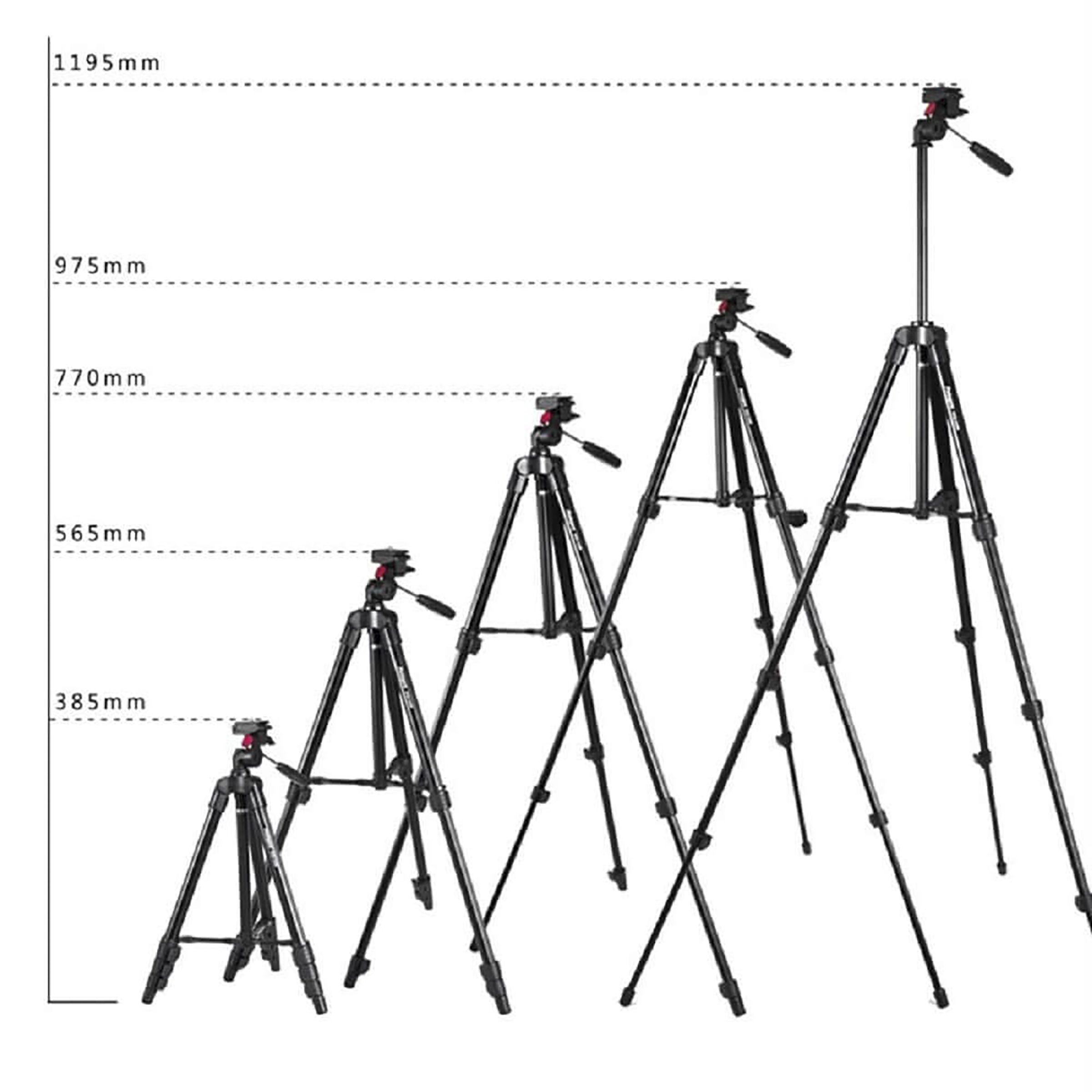 FotoPro DIGI-3400 121cm Adjustable Tripod for Mobile and Camera (3 Way Head with Adjustable Pan, Black)_12