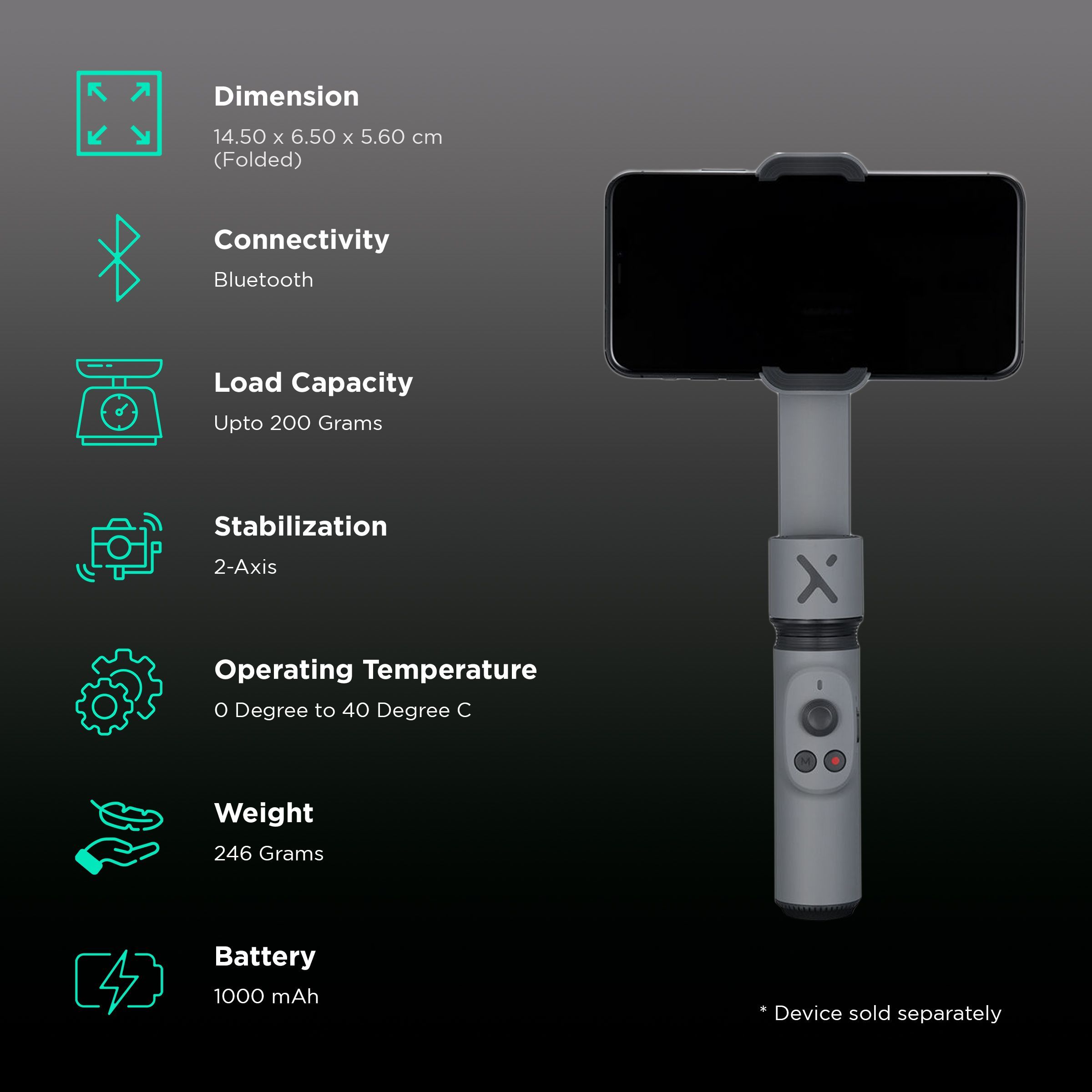 Zhiyun Smooth X 2-Axis Gimbal for Mobile (Quick Portrait Mode, Grey) Zhiyun Smooth X 2-Axis Gimbal for Mobile (Quick Portrait Mode, Grey)_2