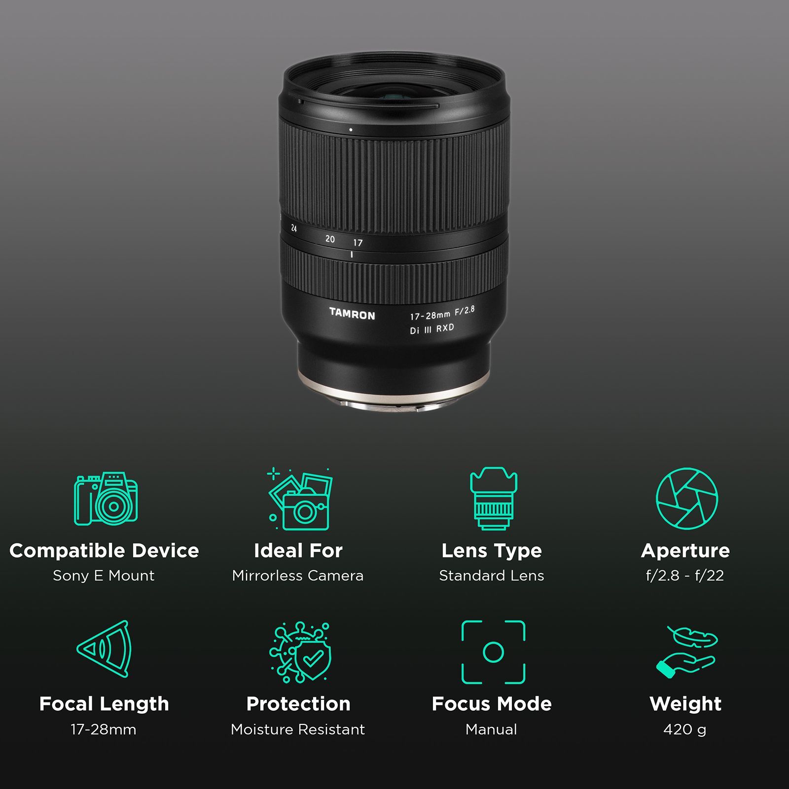 Tamron Di III RXD 17-28mm f/2.8 - f/22 Wide-Angle Zoom Lens for SONY E Mount (Moisture Resistant) Tamron Di III RXD 17-28mm f/2.8 - f/22 Wide-Angle Zoom Lens for SONY E Mount (Moisture Resistant)_3