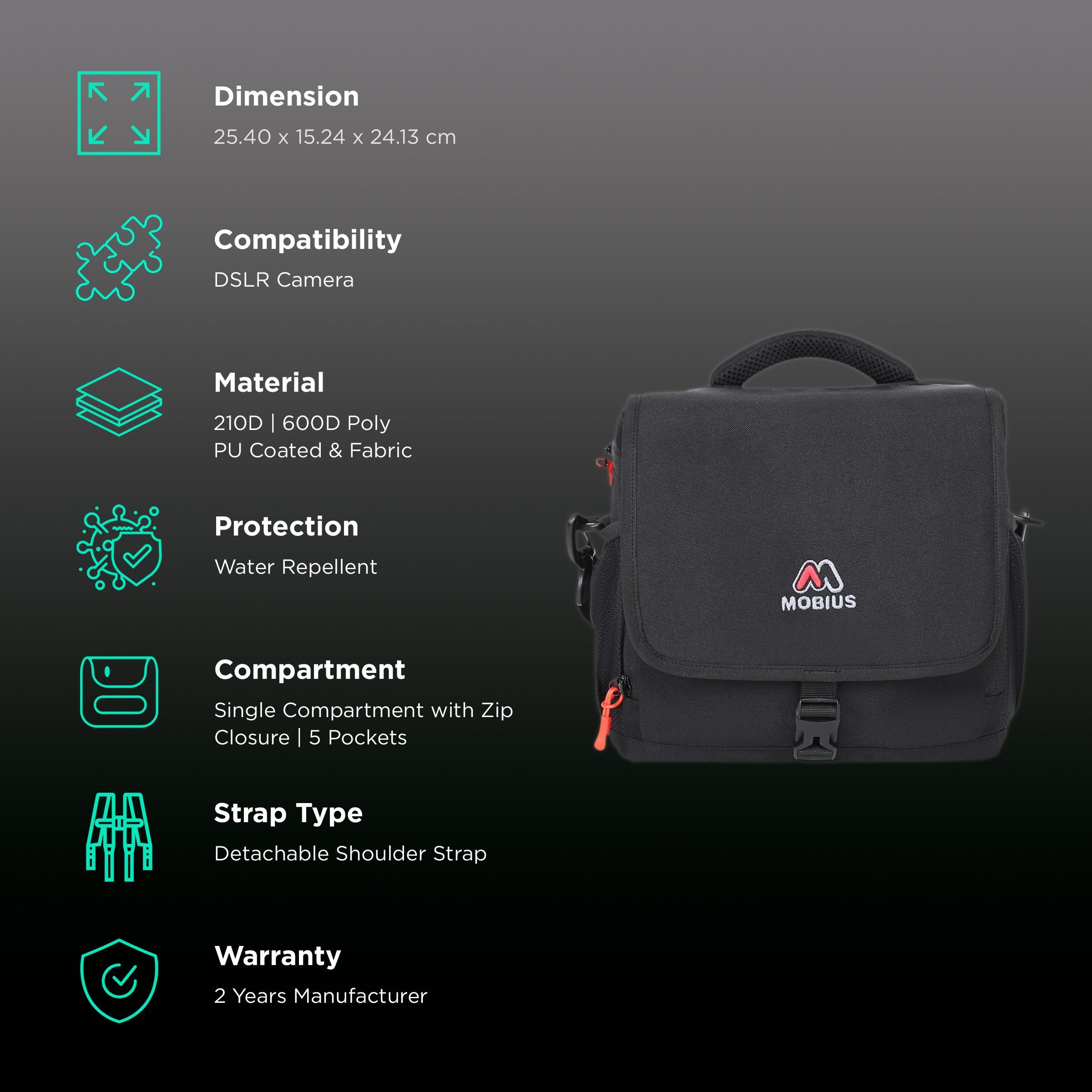 Mobius Everyday Poly PU Camera SlingBag For DSLR (EVRDY , Black ) Mobius Everyday Poly PU Camera SlingBag For DSLR (EVRDY , Black )_2