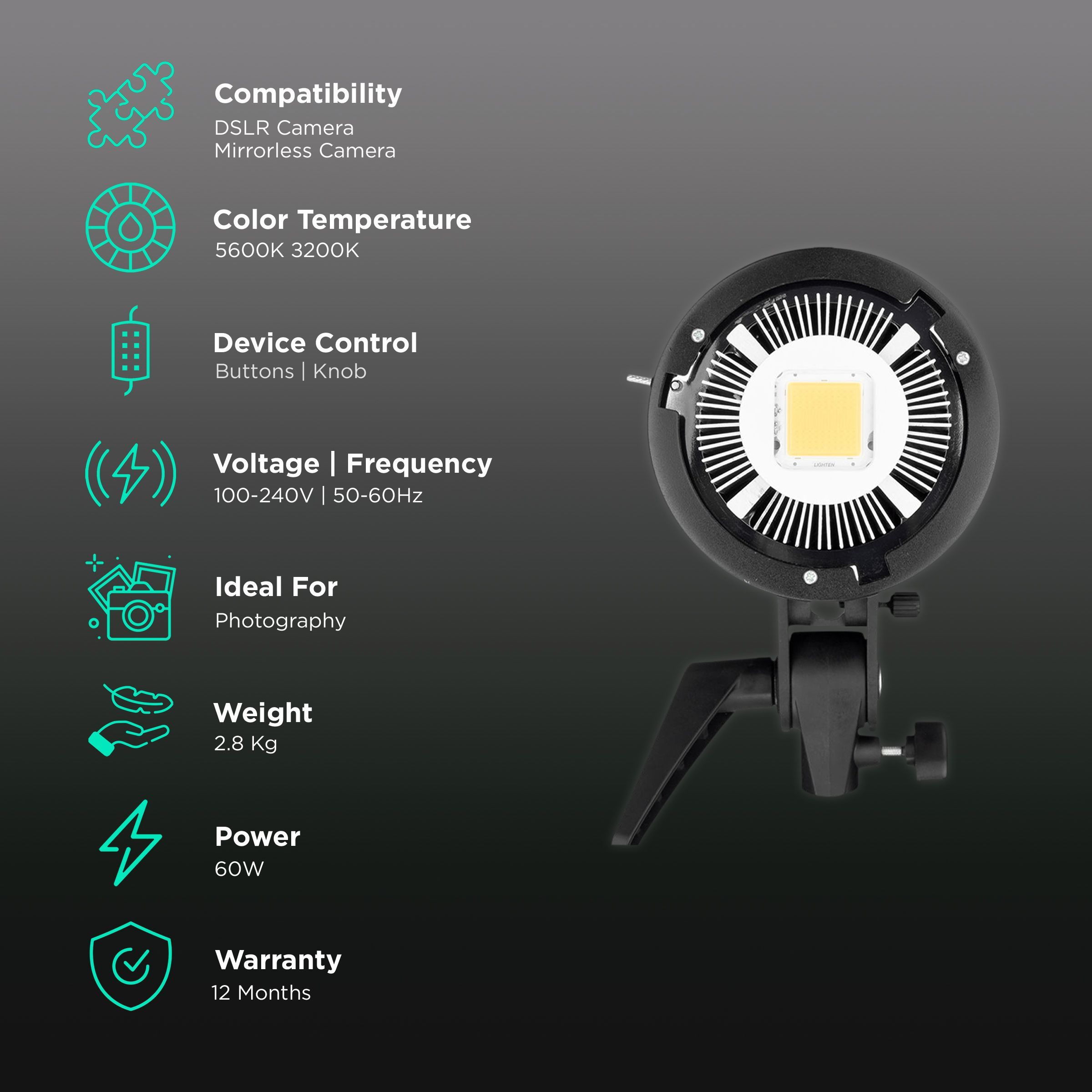 Godox SL60W LED Video Light for Photography (Large LCD Panel)_3