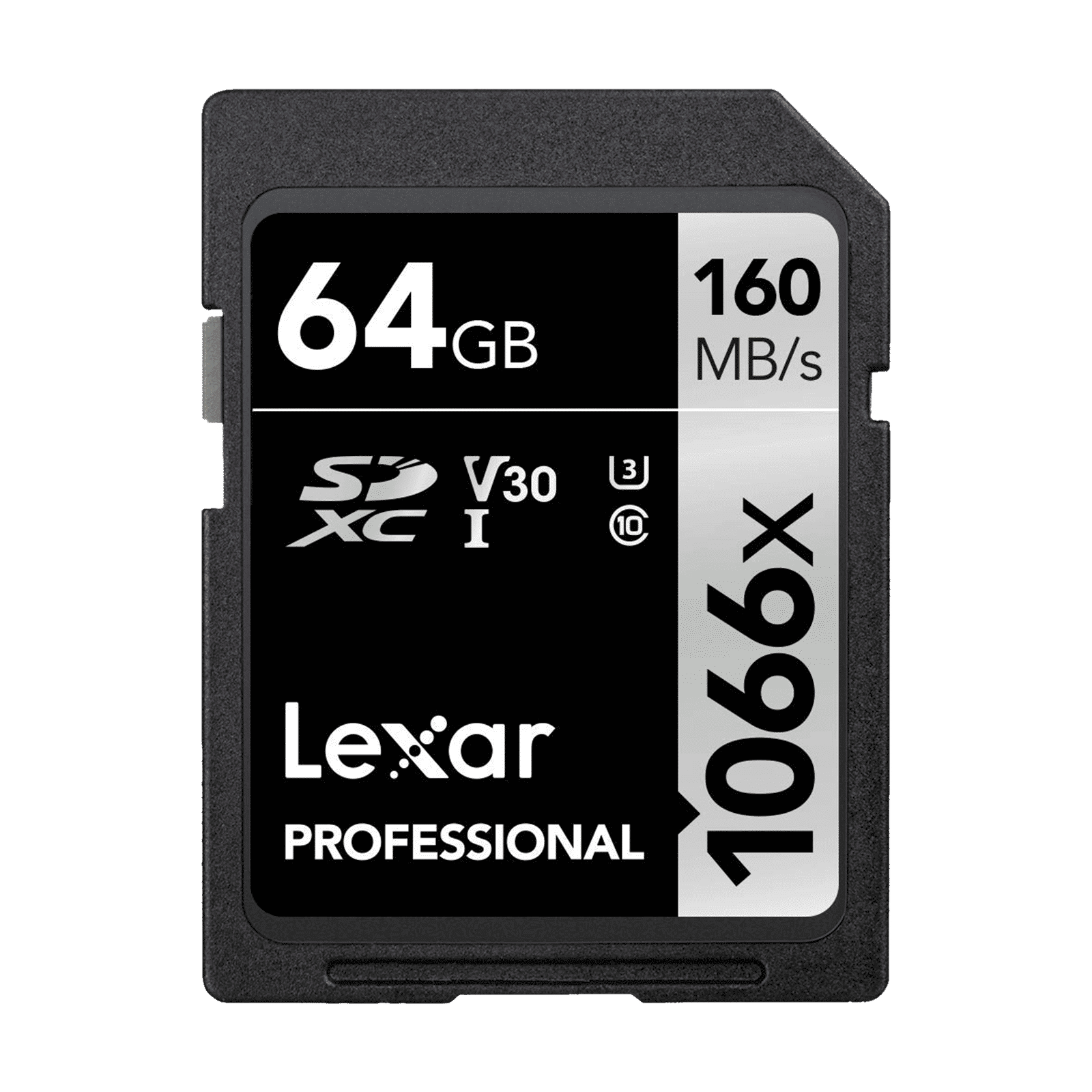 Lexar Professional 1066x SILVER Series SDXC 64GB Class 10, Class 3, Class 30 160MB/s Memory Card_1