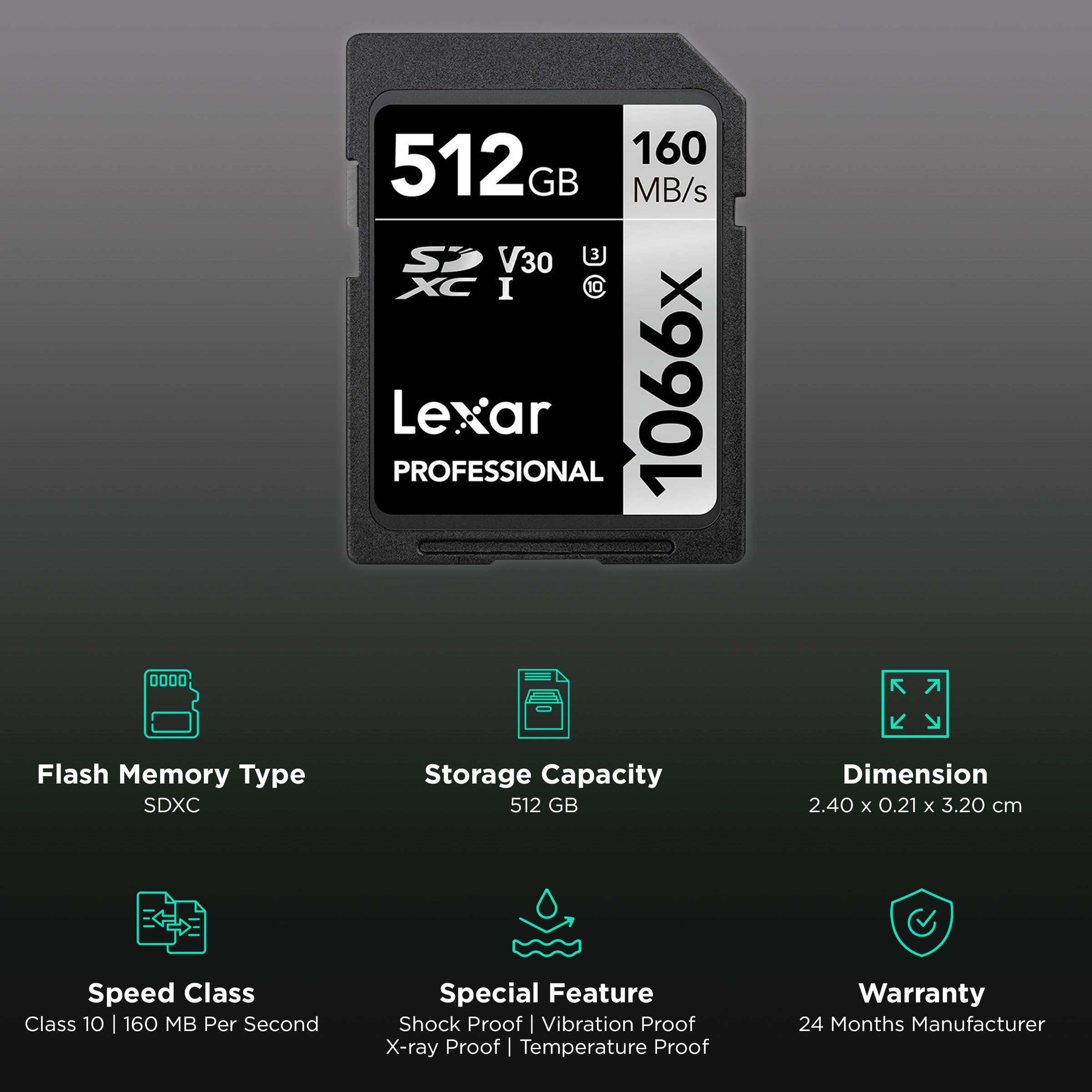 Lexar Professional 1066x SILVER Series SDXC 512GB Class 10 160MB/s Memory Card_3