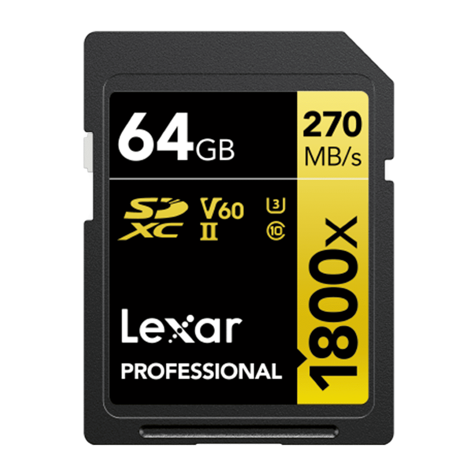 Lexar Professional 1800x GOLD Series SDXC 64GB Class 60, Class 10, Class 3 280MB/s Memory Card_1