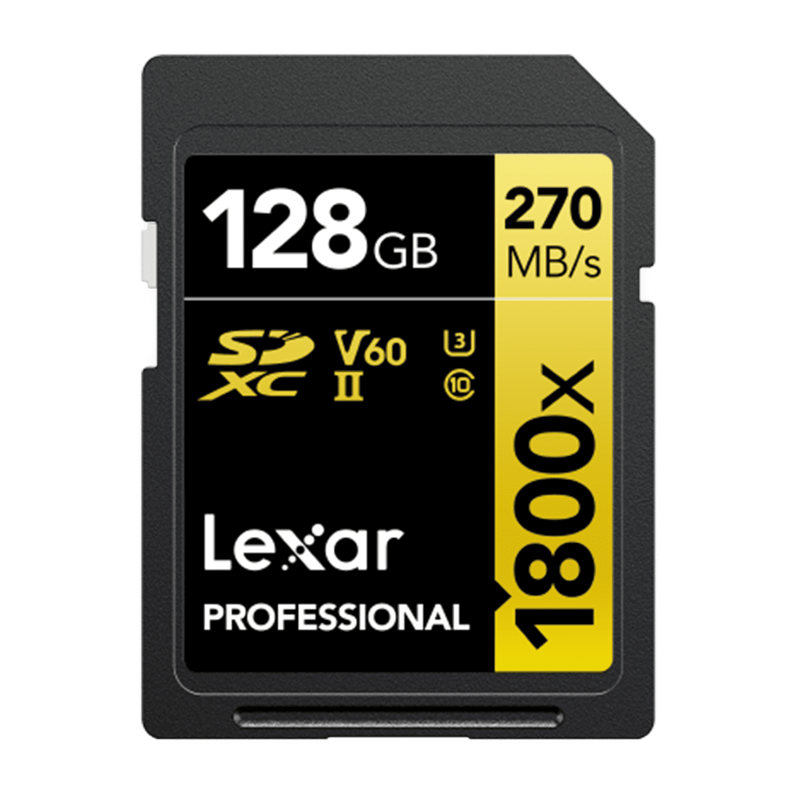 Lexar Professional 1800x GOLD Series SDXC 128GB Class 60, Class 10, Class 3 280MB/s Memory Card_1