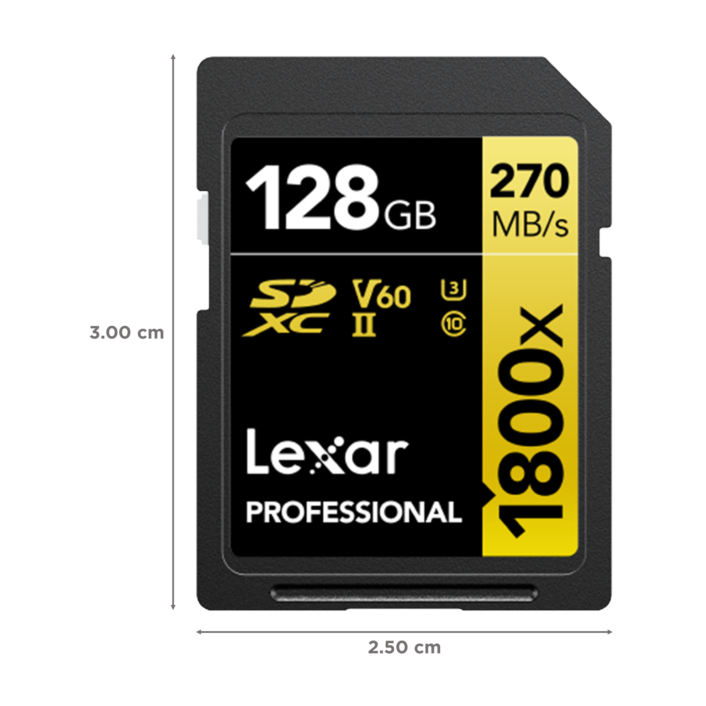 Lexar Professional 1800x GOLD Series SDXC 128GB Class 60, Class 10, Class 3 280MB/s Memory Card_2