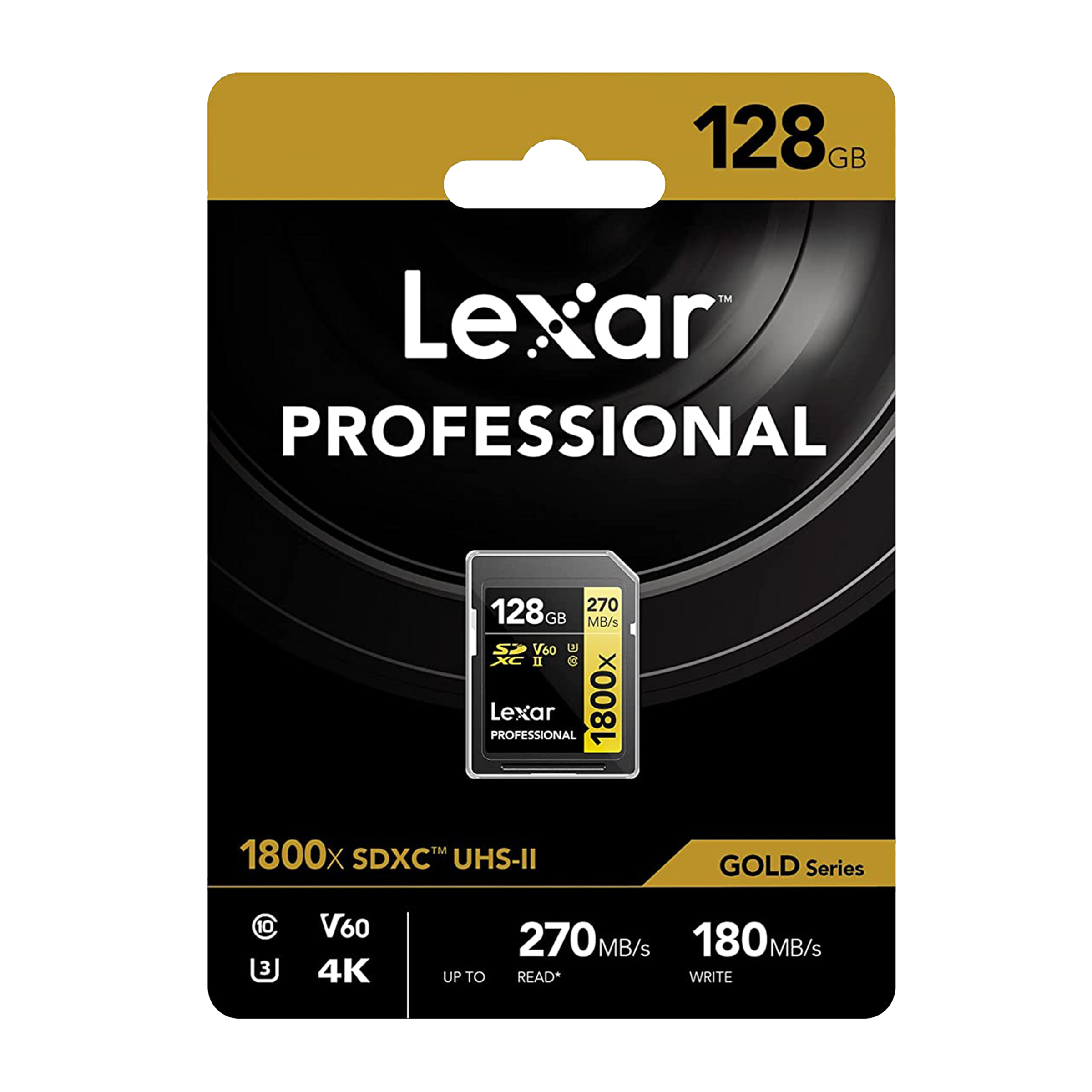 Lexar Professional 1800x GOLD Series SDXC 128GB Class 60, Class 10, Class 3 280MB/s Memory Card_5