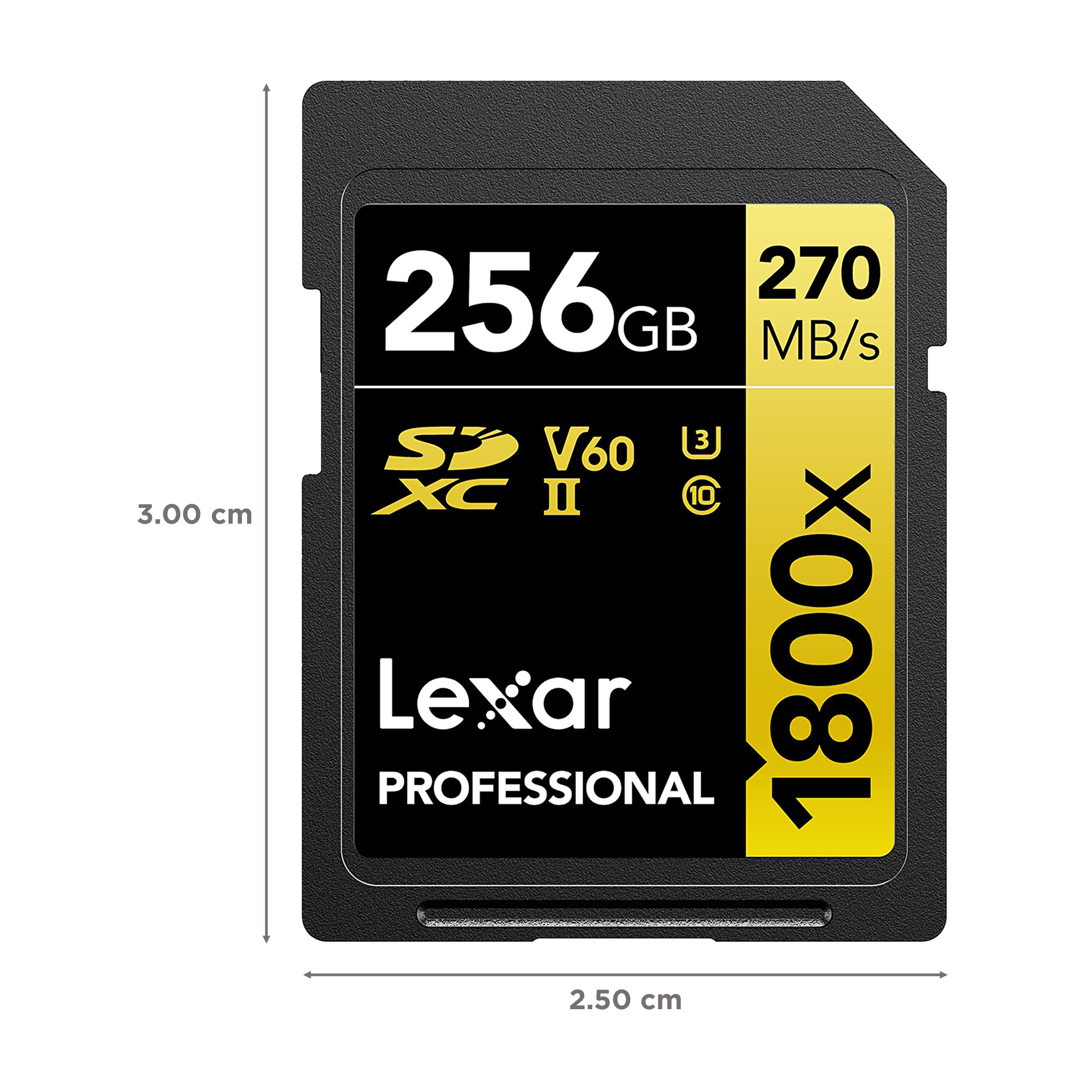 Lexar Professional 1800x GOLD Series SDXC 256GB Class 10 270MB/s Memory Card_2