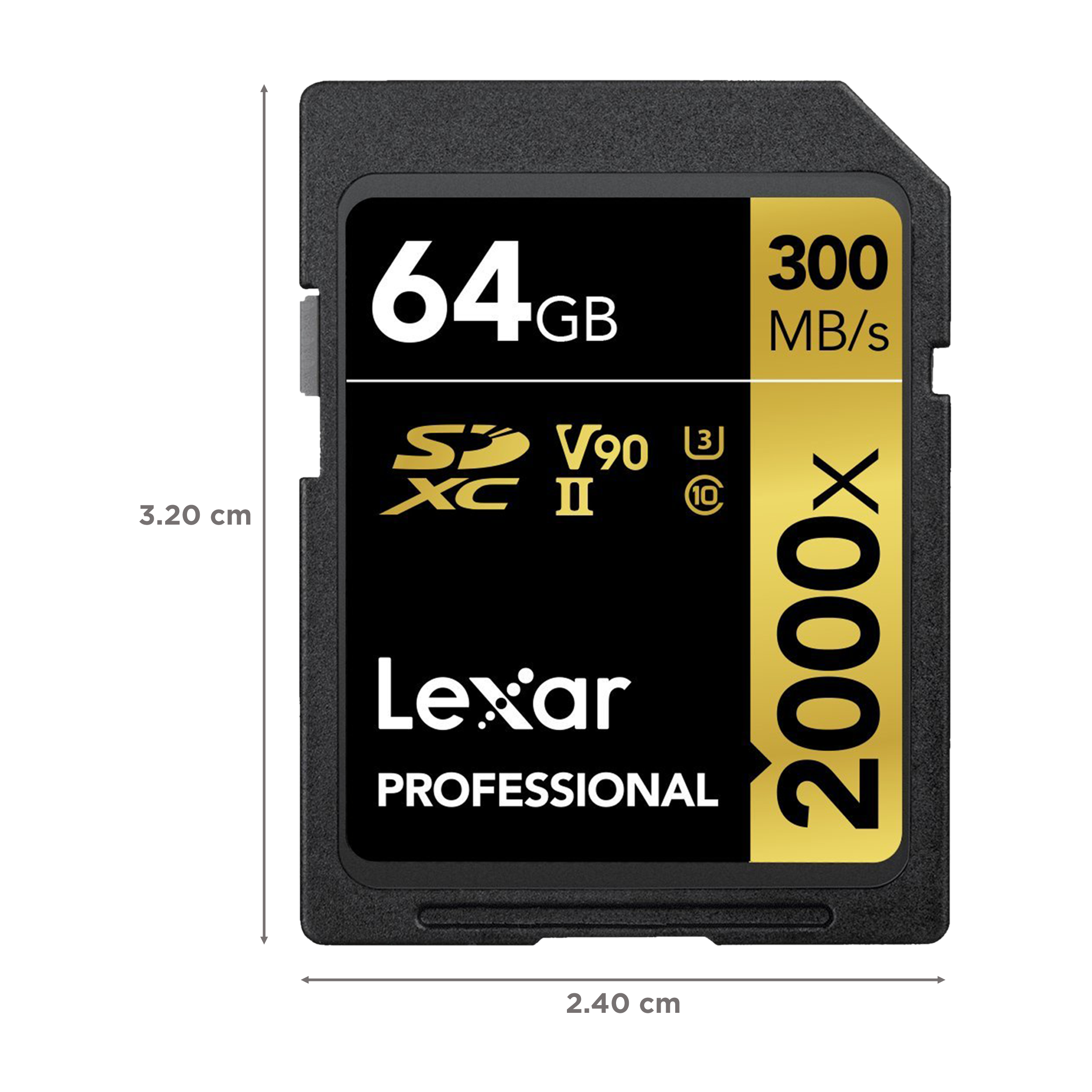 Lexar Professional 1800x GOLD Series SDXC 64GB Class 90, Class 3 300MB/s Memory Card_2