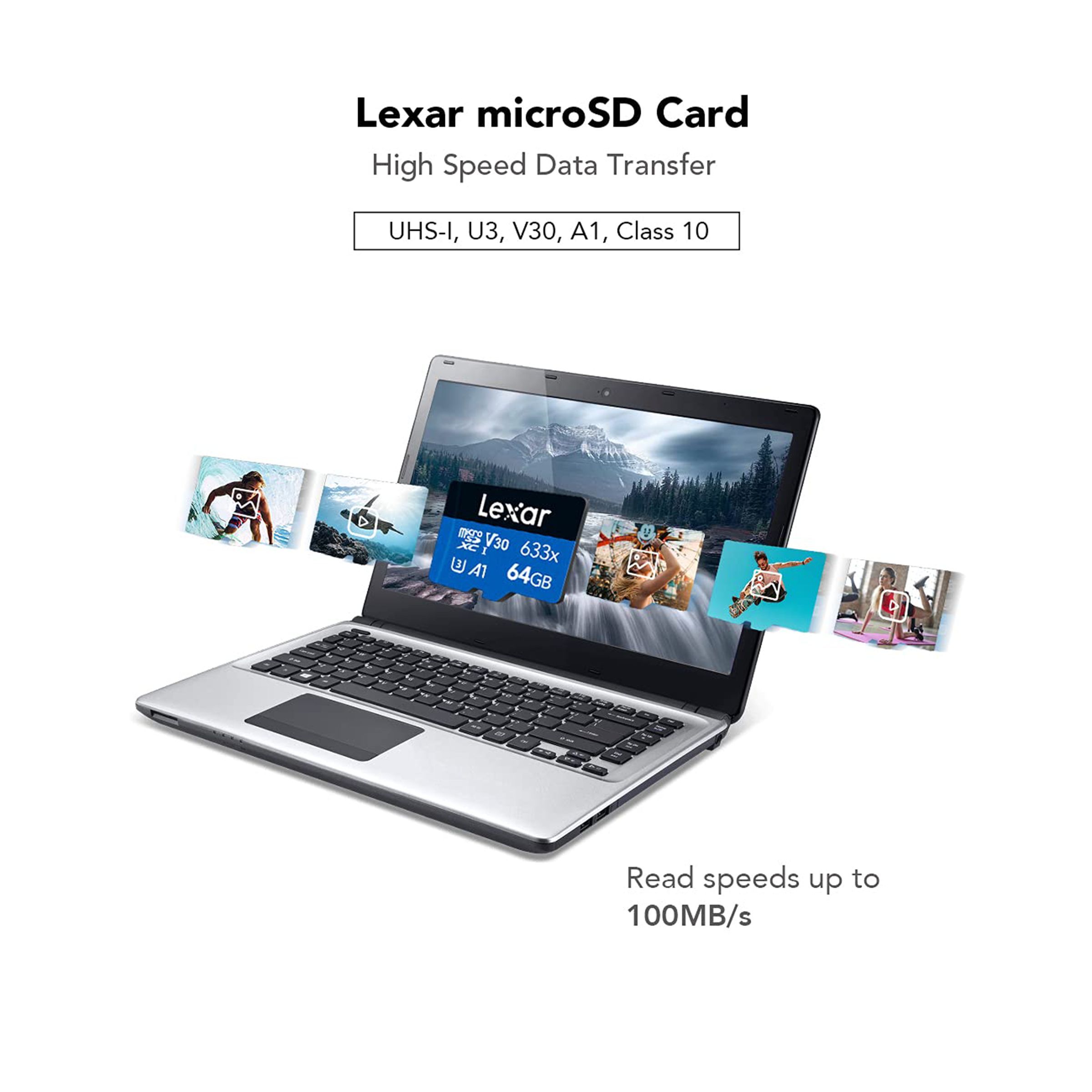 Lexar 633x BLUE Series MicroSDXC 64GB Class 10 100MB/s Memory Card_5