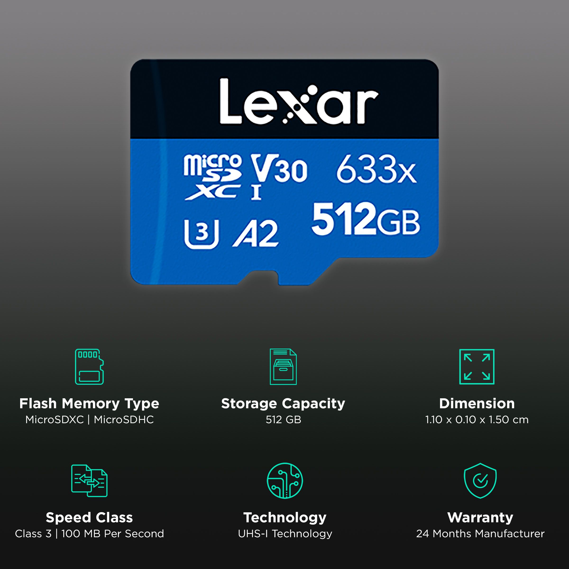 Lexar 633x BLUE Series MicroSDXC/SDHC 512GB Class 3 100MB/s Memory Card_3