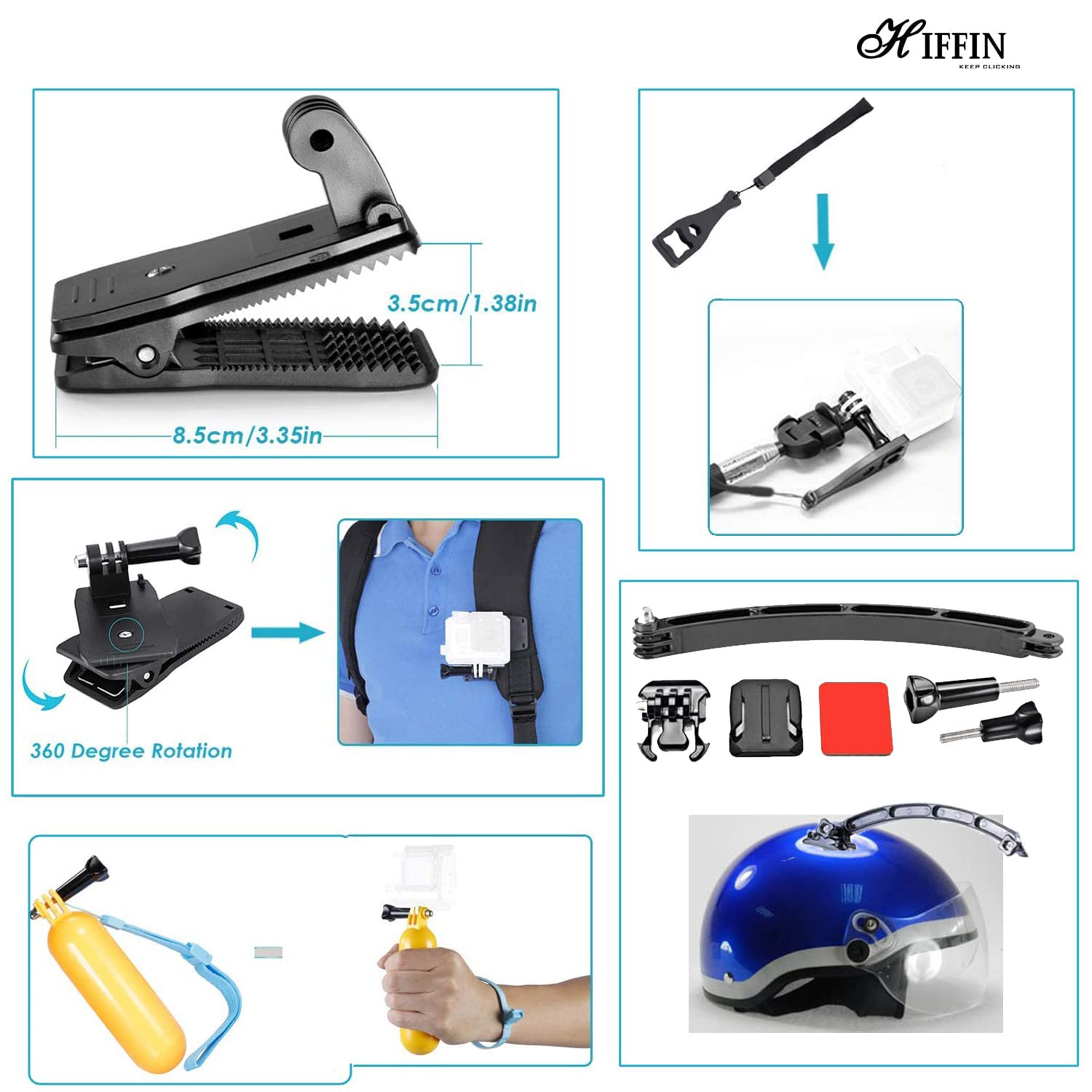 HIFFIN Action Camera Accessory Kit for Camera (50-in-1, Black)_6