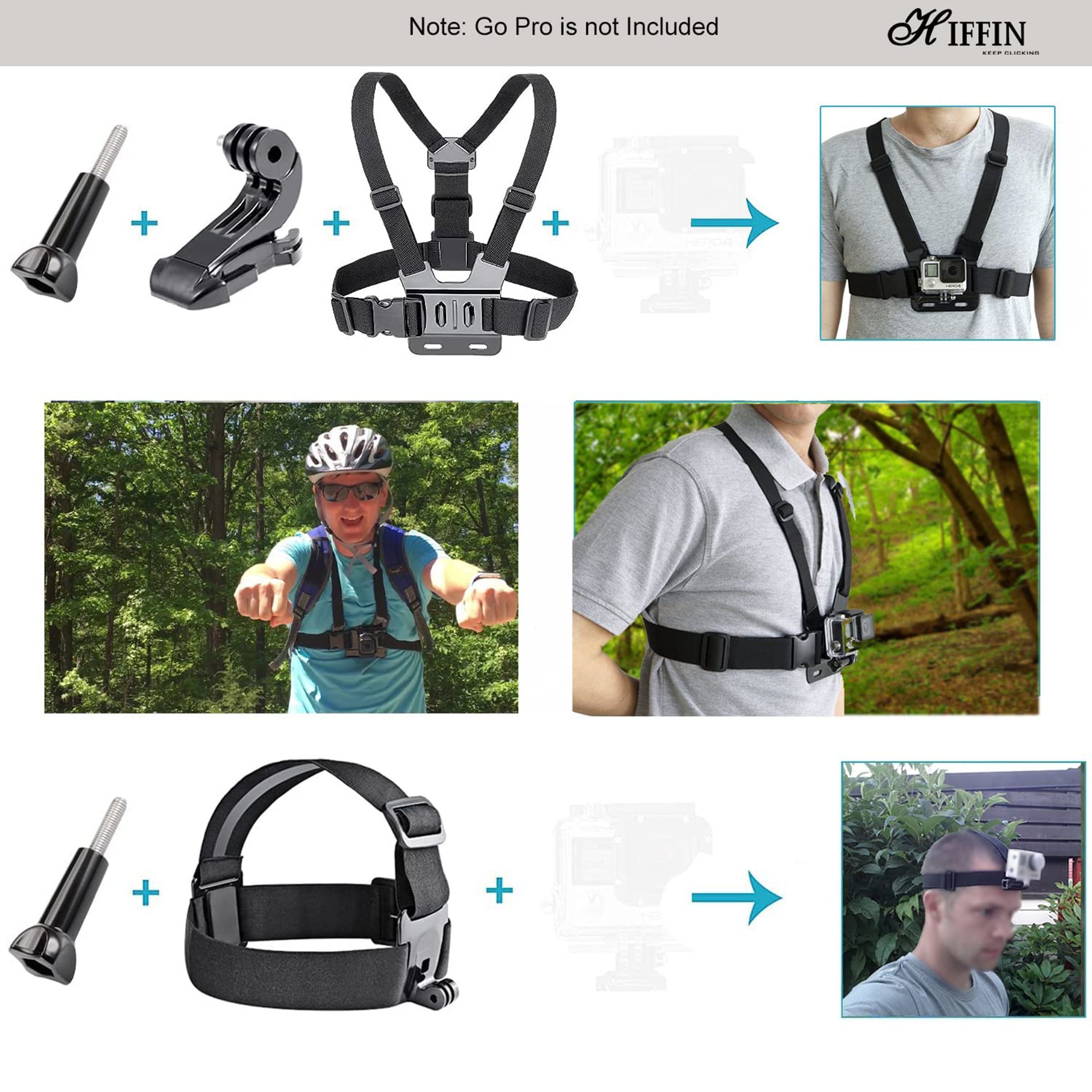 HIFFIN Action Camera Accessory Kit for Camera (50-in-1, Black)_3