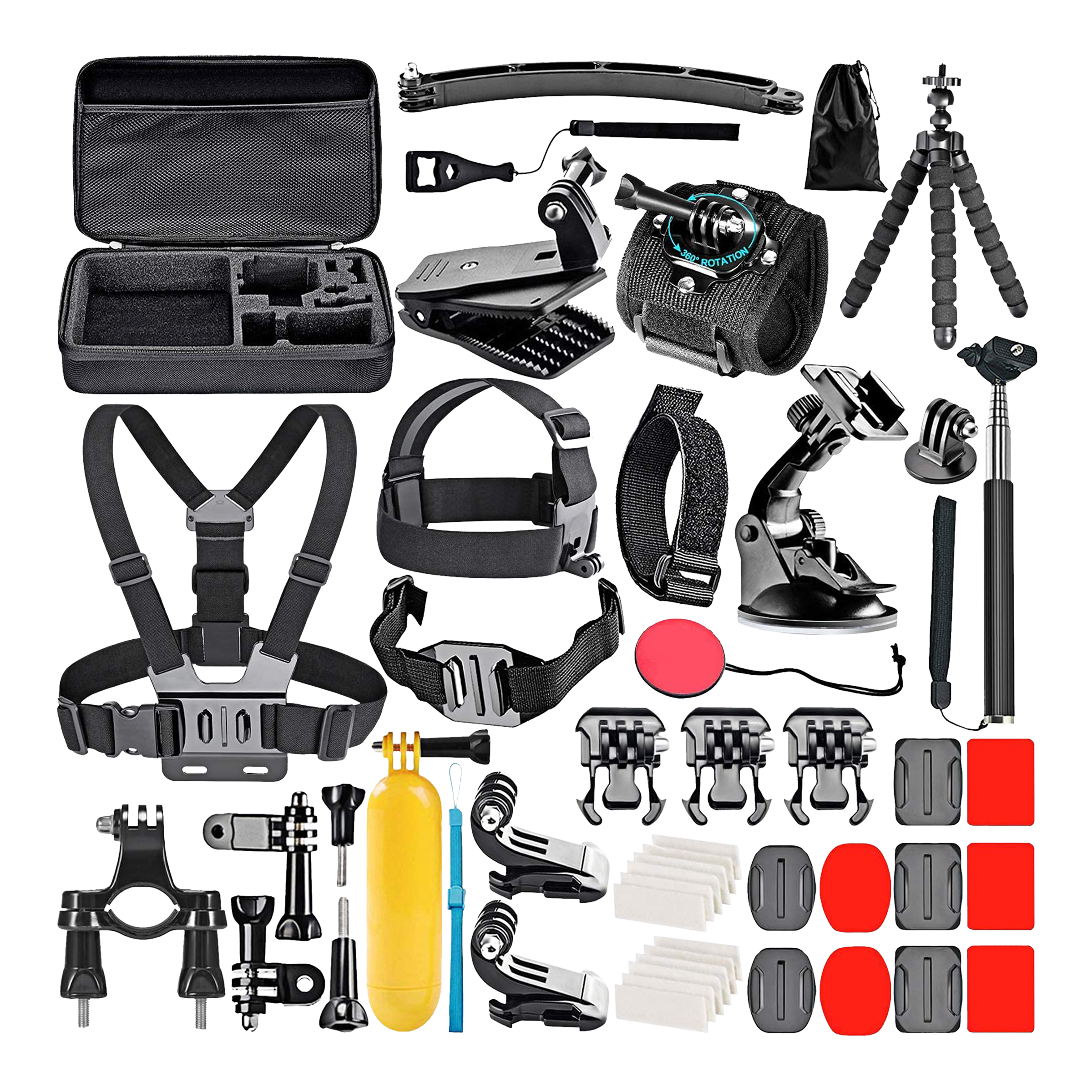 HIFFIN Action Camera Accessory Kit for Camera (50-in-1, Black)_1