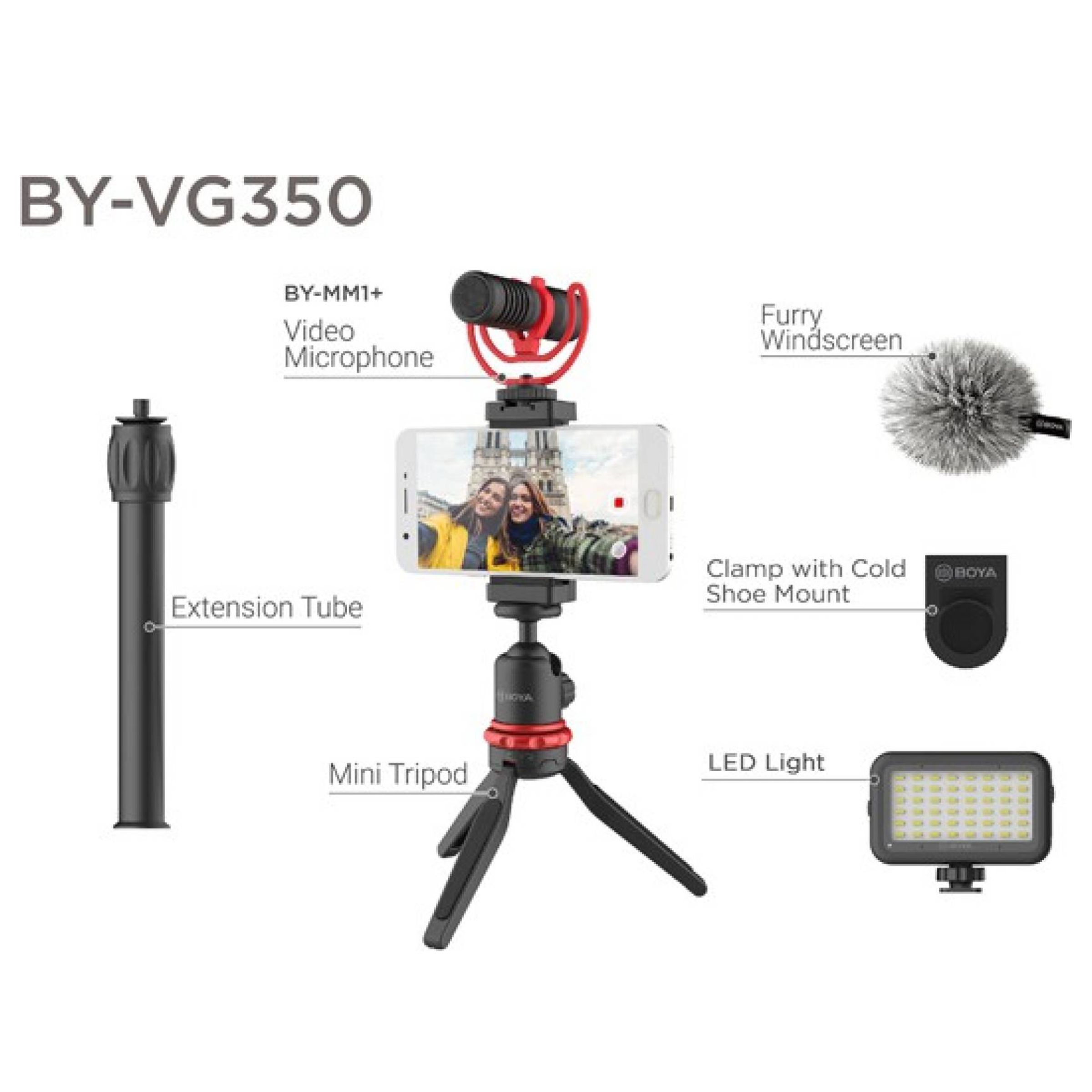 Boya BY-VG350 25cm Adjustable Mini Tripod for Mobile with Mic (Super Cardioid Polar Pattern, Black)_7