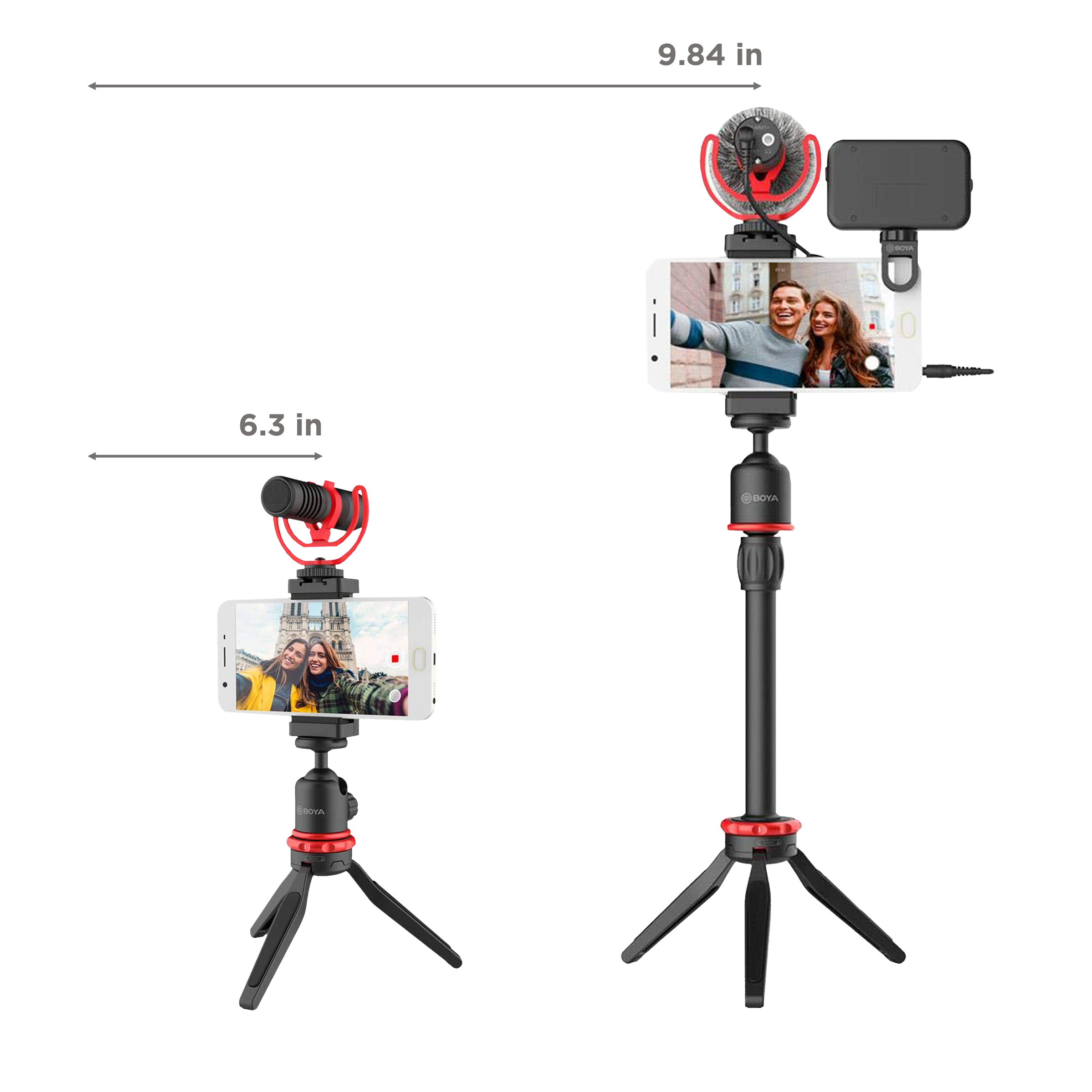 Boya BY-VG350 25cm Adjustable Mini Tripod for Mobile with Mic (Super Cardioid Polar Pattern, Black)_2