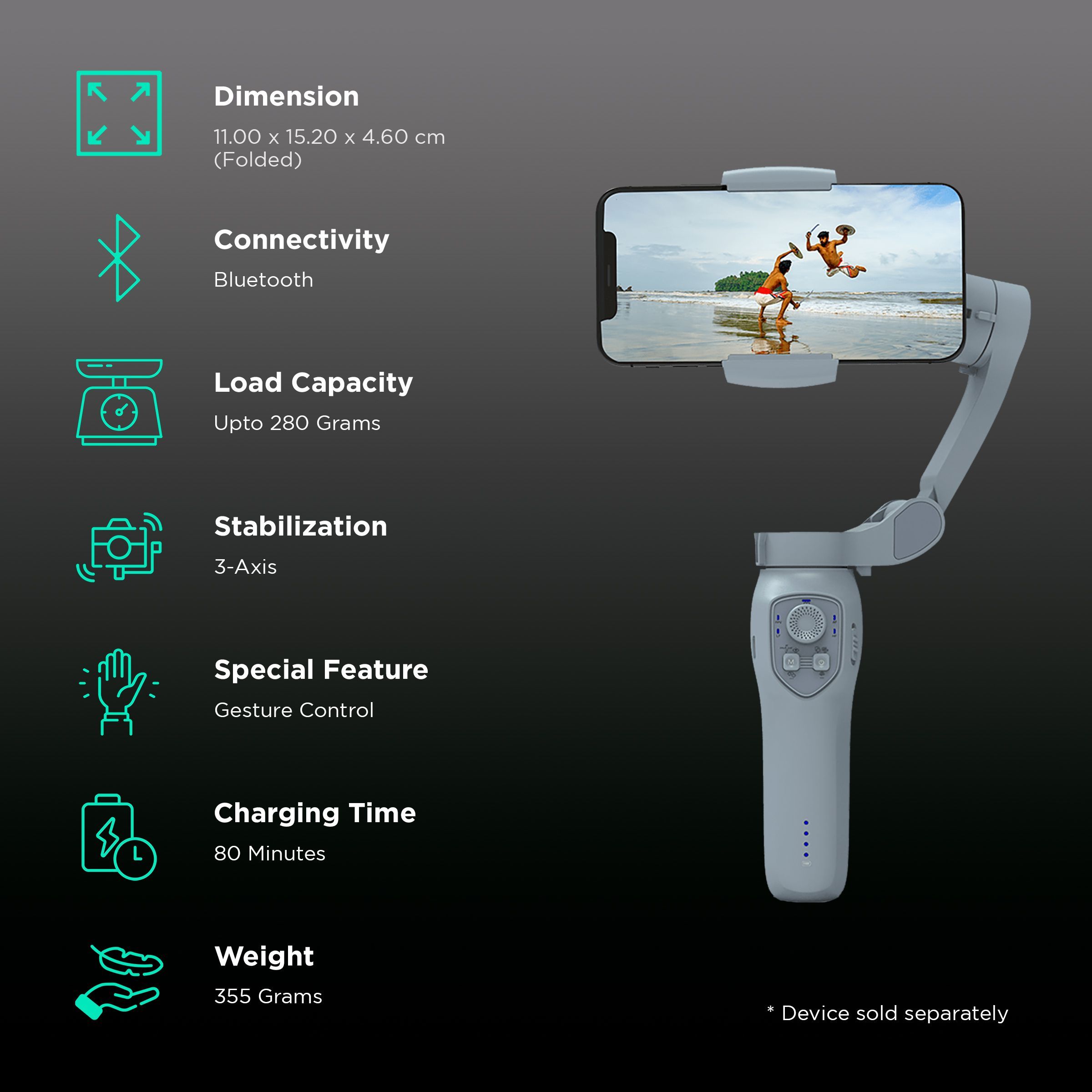 Qubo HGL01GR001 3-Axis Gimbal for Mobile (Smart Face & Object Tracking, Grey) Qubo HGL01GR001 3-Axis Gimbal for Mobile (Smart Face & Object Tracking, Grey)_2