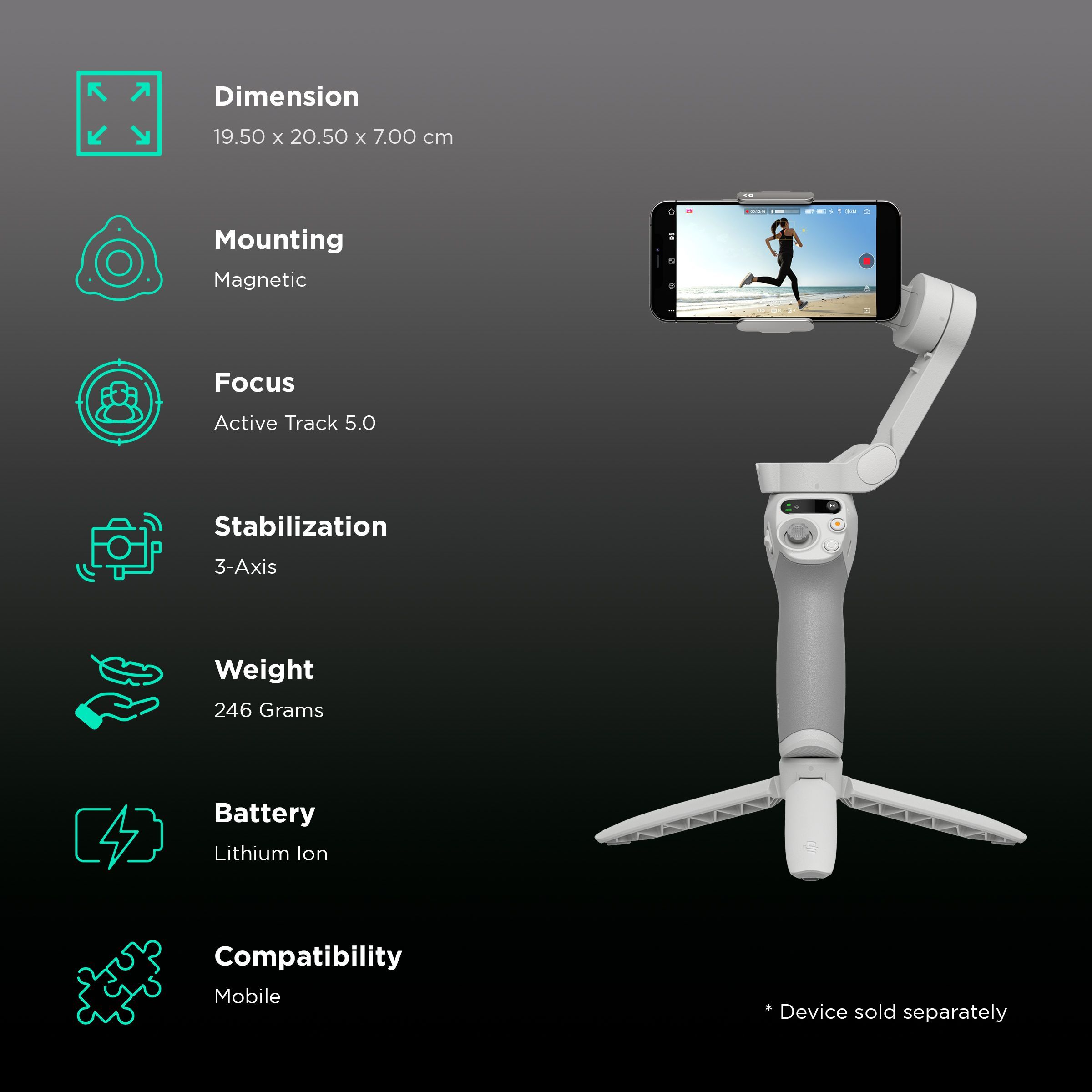 DJI OSMO SE 3-Axis Gimbal for Mobile (ActiveTrack 5.0, Grey) DJI OSMO SE 3-Axis Gimbal for Mobile (ActiveTrack 5.0, Grey)_2