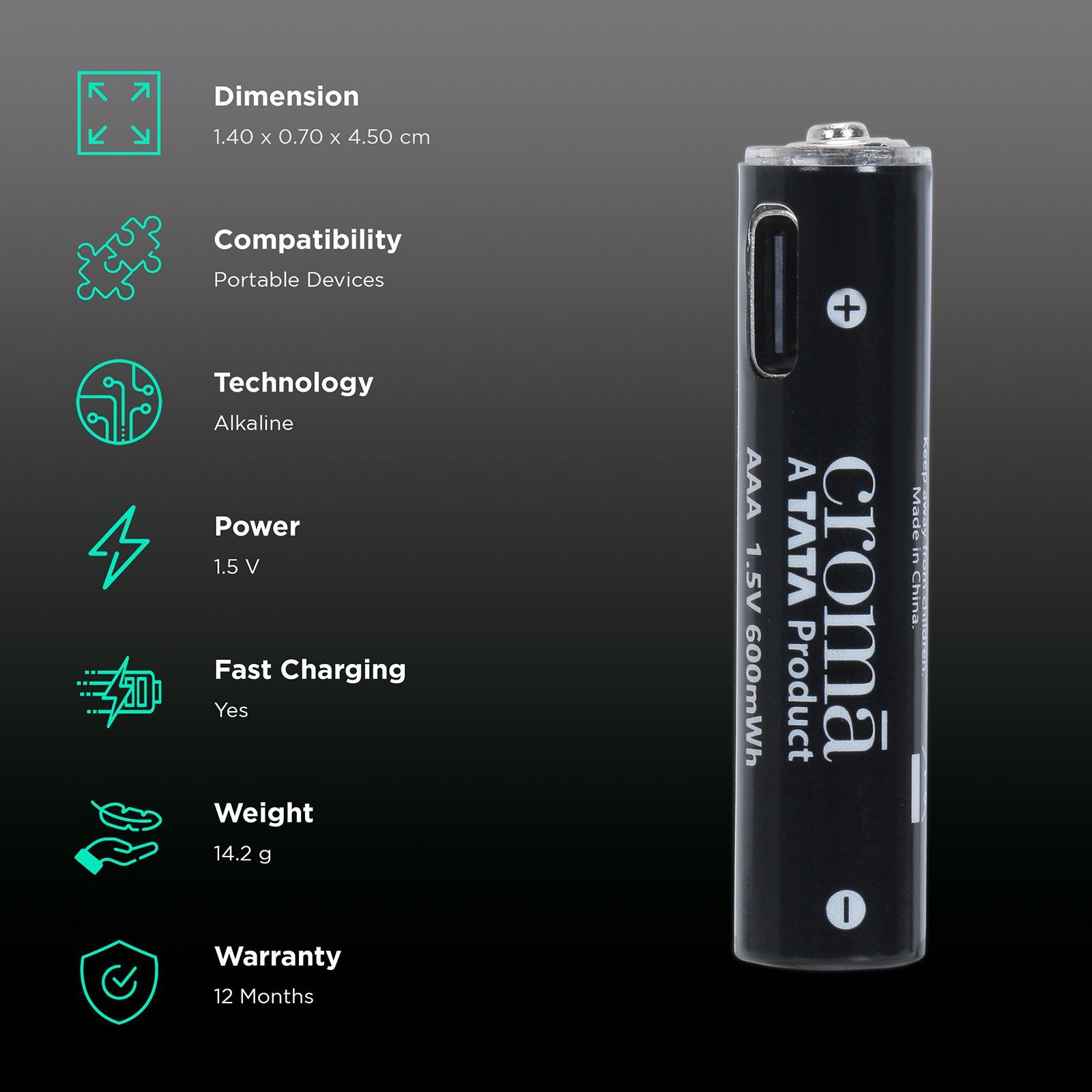 Croma AAA Rechargeable Battery (Pack of 2)_2