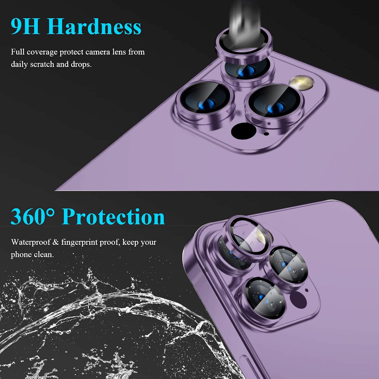 GRIPP 3N1 Focal Camera Lens Protector For iPhone 14 Pro (Ultra Thin HD Tempered Glass, GR-FCLP3N1-PPL, Purple)_10