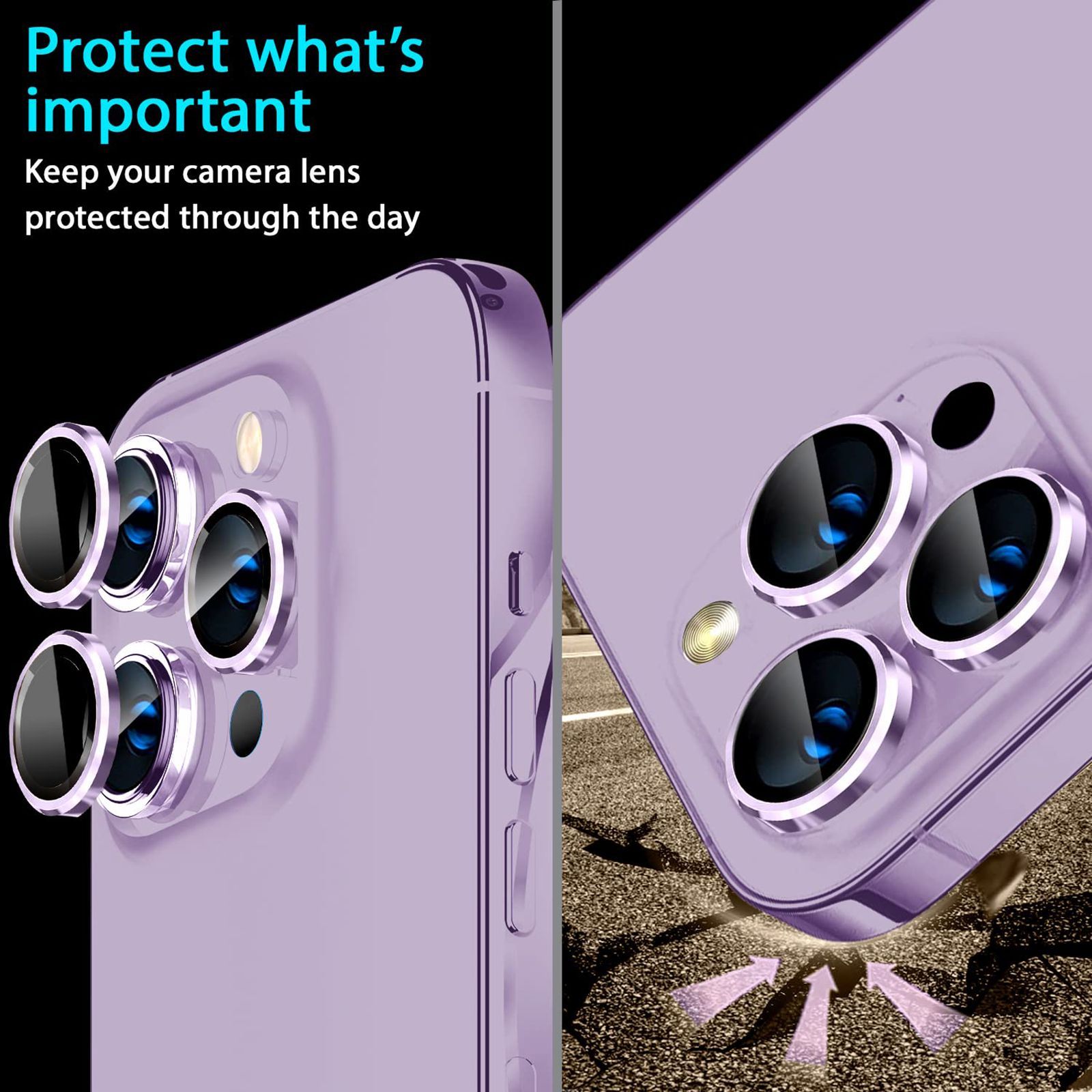 GRIPP 3N1 Focal Camera Lens Protector For iPhone 14 Pro (Ultra Thin HD Tempered Glass, GR-FCLP3N1-PPL, Purple)_11