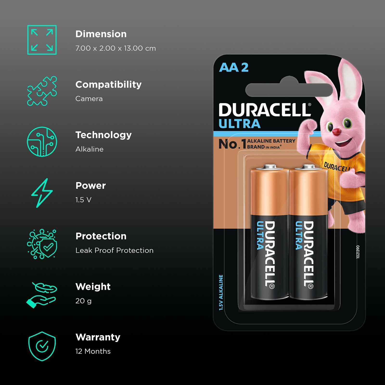 DURACELL Ultra Alkaline AA Battery For Camera (Pack of 2) DURACELL Ultra Alkaline AA Battery For Camera (Pack of 2)_2