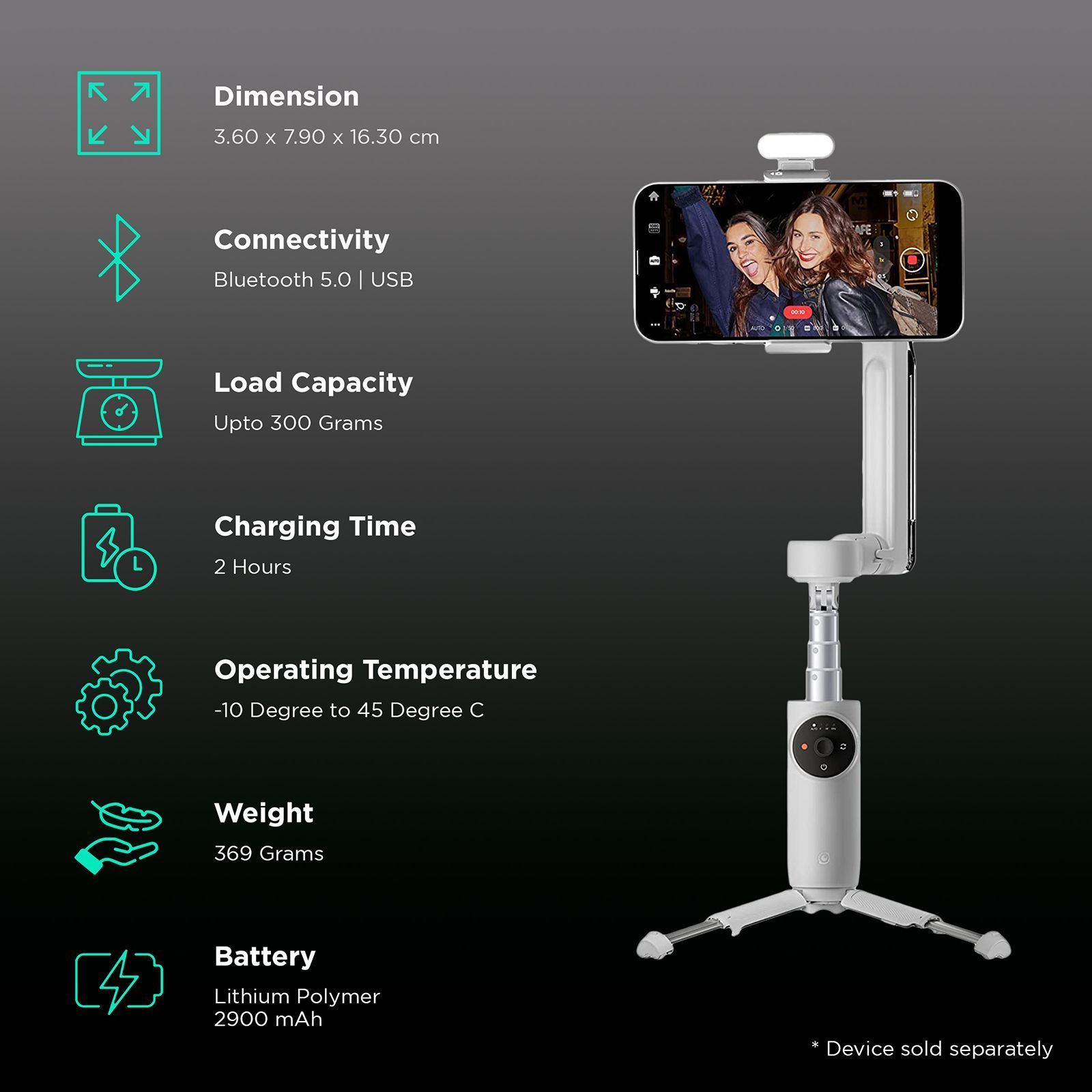 Insta360 Flow 3-Axis Gimbal for Mobile (Deep Track 3.0, Grey) Insta360 Flow 3-Axis Gimbal for Mobile (Deep Track 3.0, Grey)_2