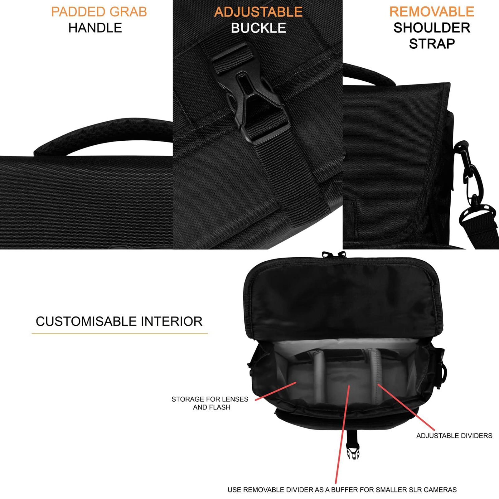 Kamron A11 Nylon Camera Shoulder Bag For DSLR (A11 , Black )_7