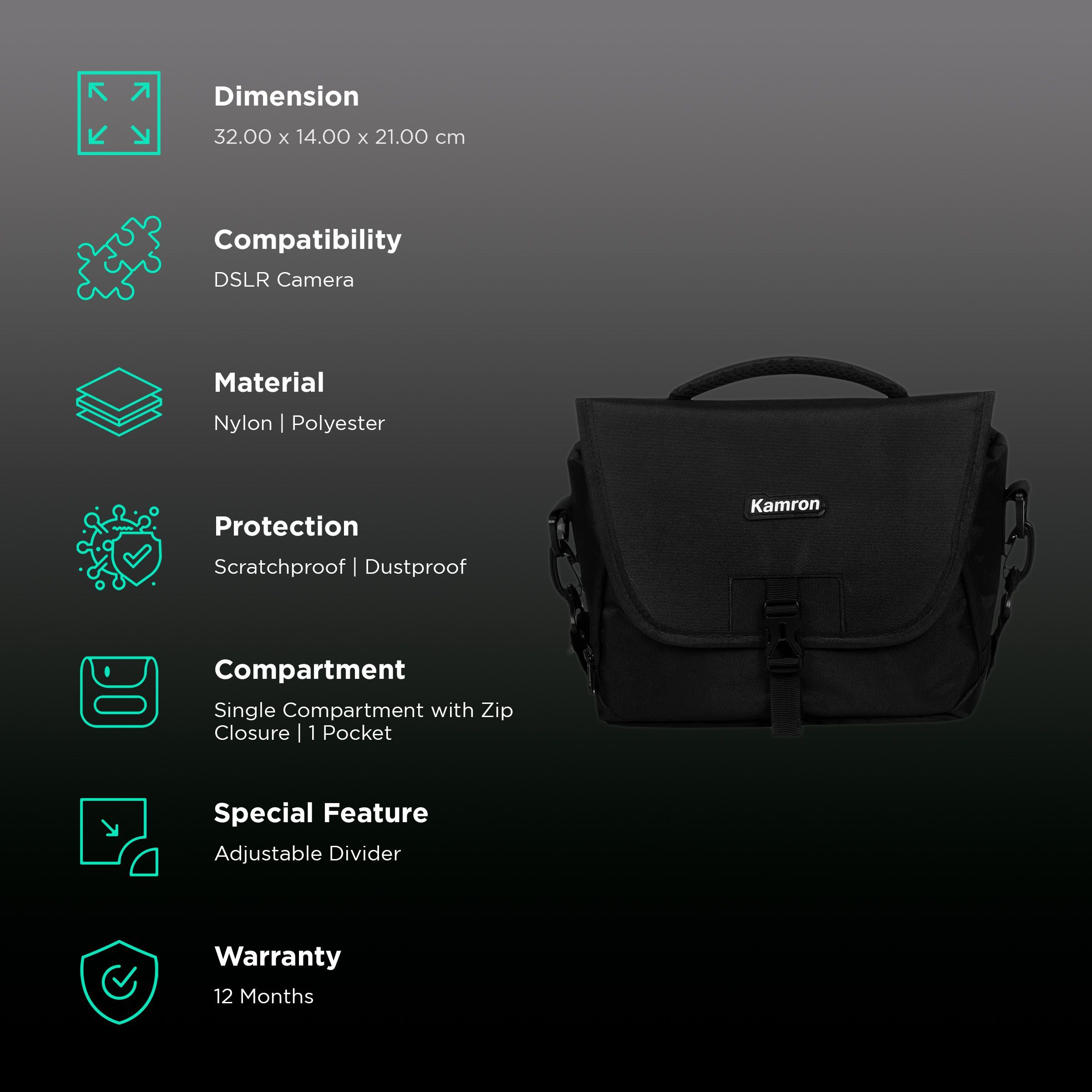 Kamron A11 Nylon Camera Shoulder Bag For DSLR (A11 , Black )_2