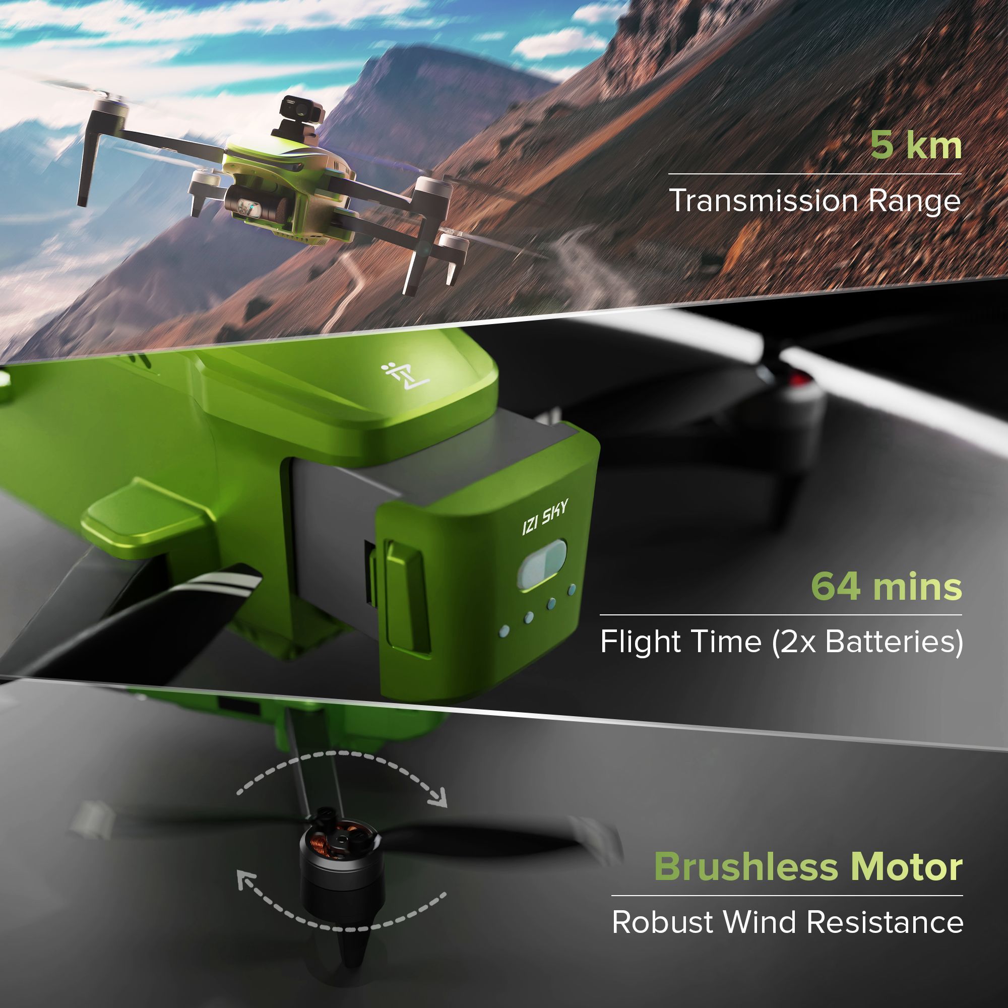 IZI Sky Drone (With Obstacle Avoiding Sensor, Green)_3