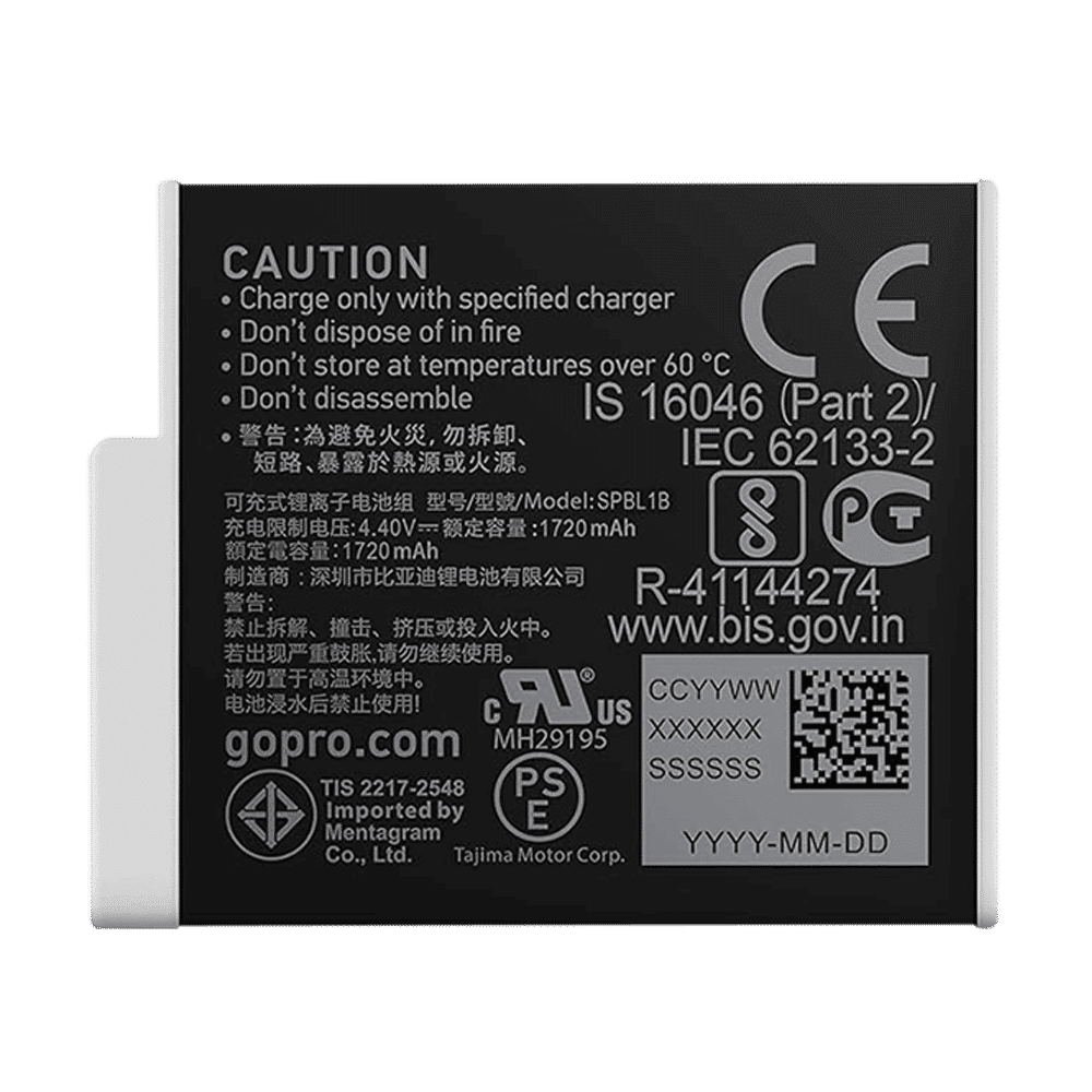 GoPro Enduro 1720 mAh Lithium-ion Rechargeable Battery (Pack of 1) GoPro Enduro 1720 mAh Lithium-ion Rechargeable Battery (Pack of 1)_7