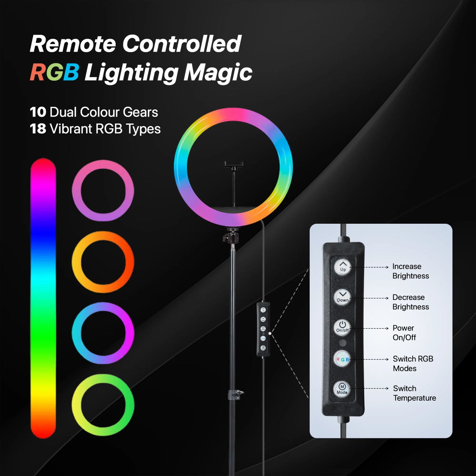 IZI Light RGB Ring Light with Tripod Stand for Live Streaming, Makeup and YouTube Video Shooting (Triple Device Compatibility)_9
