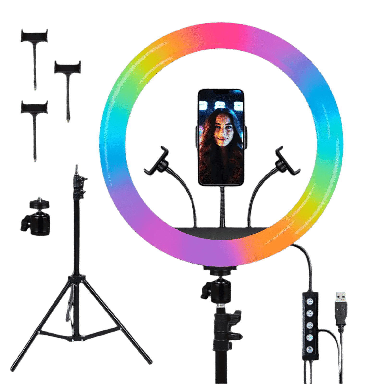 IZI Light RGB Ring Light with Tripod Stand for Live Streaming, Makeup and YouTube Video Shooting (Triple Device Compatibility)_3