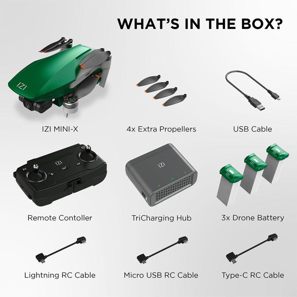 IZI Mini X Drone Combo (3 Axis Stabilized Gimbal, Dark Green)_11