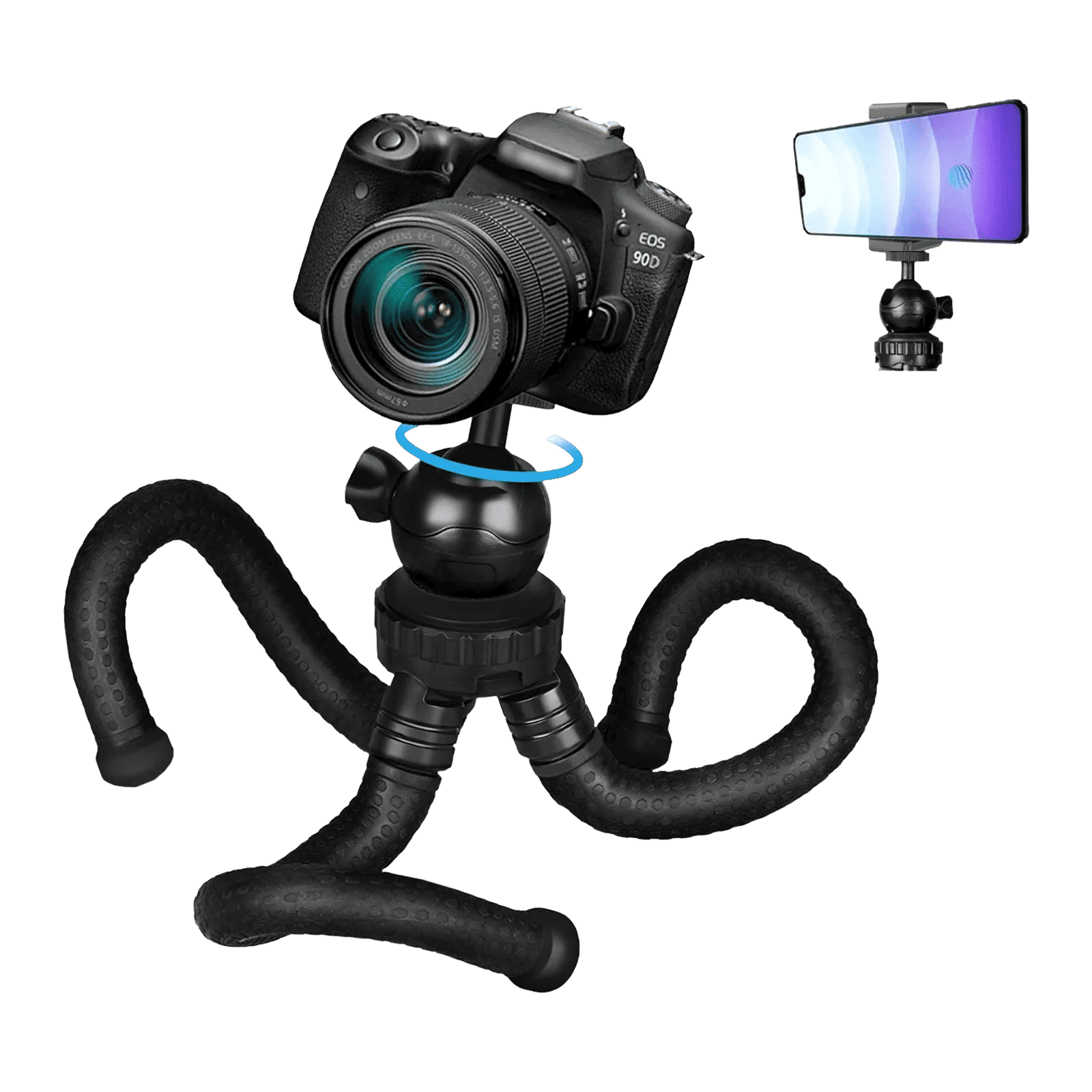 HIFFIN Gorillapod 30.48cm Adjustable Tripod for Mobile and Camera (360 Degree Rotating Ball Head, Black)_4