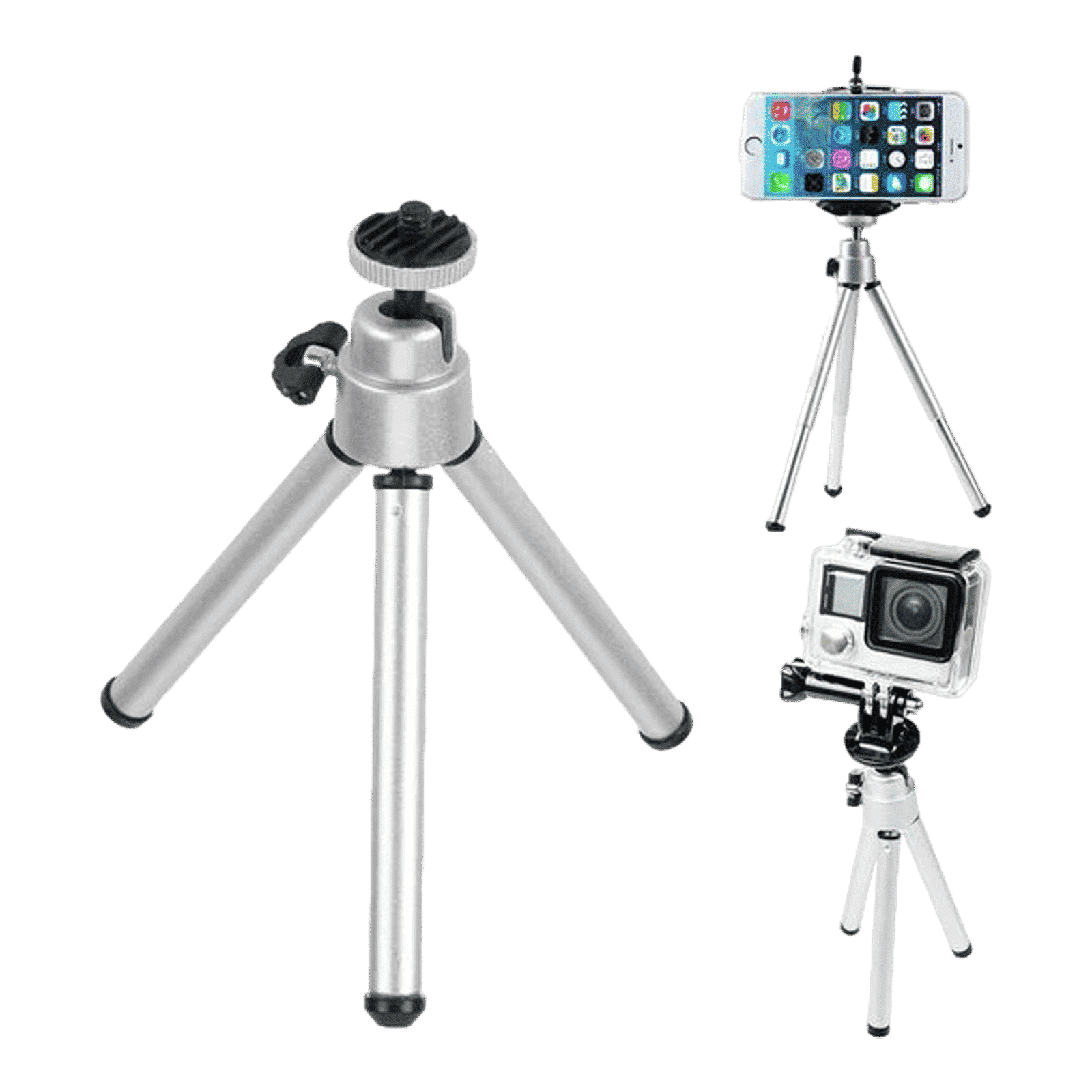 HIFFIN Mini 17.5cm Adjustable Tripod for Mobile and Camera (360 Degree Rotatable, Silver)_5