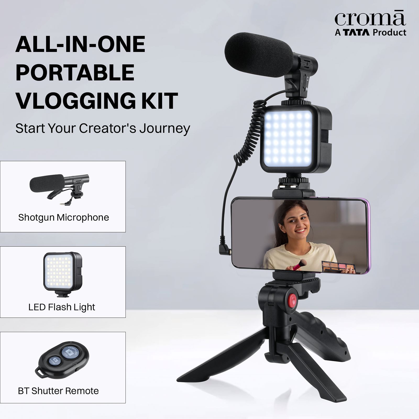 Croma Adjustable Tripod for Camera and Mobile With Remote (Easy to Assemble, Black)_11