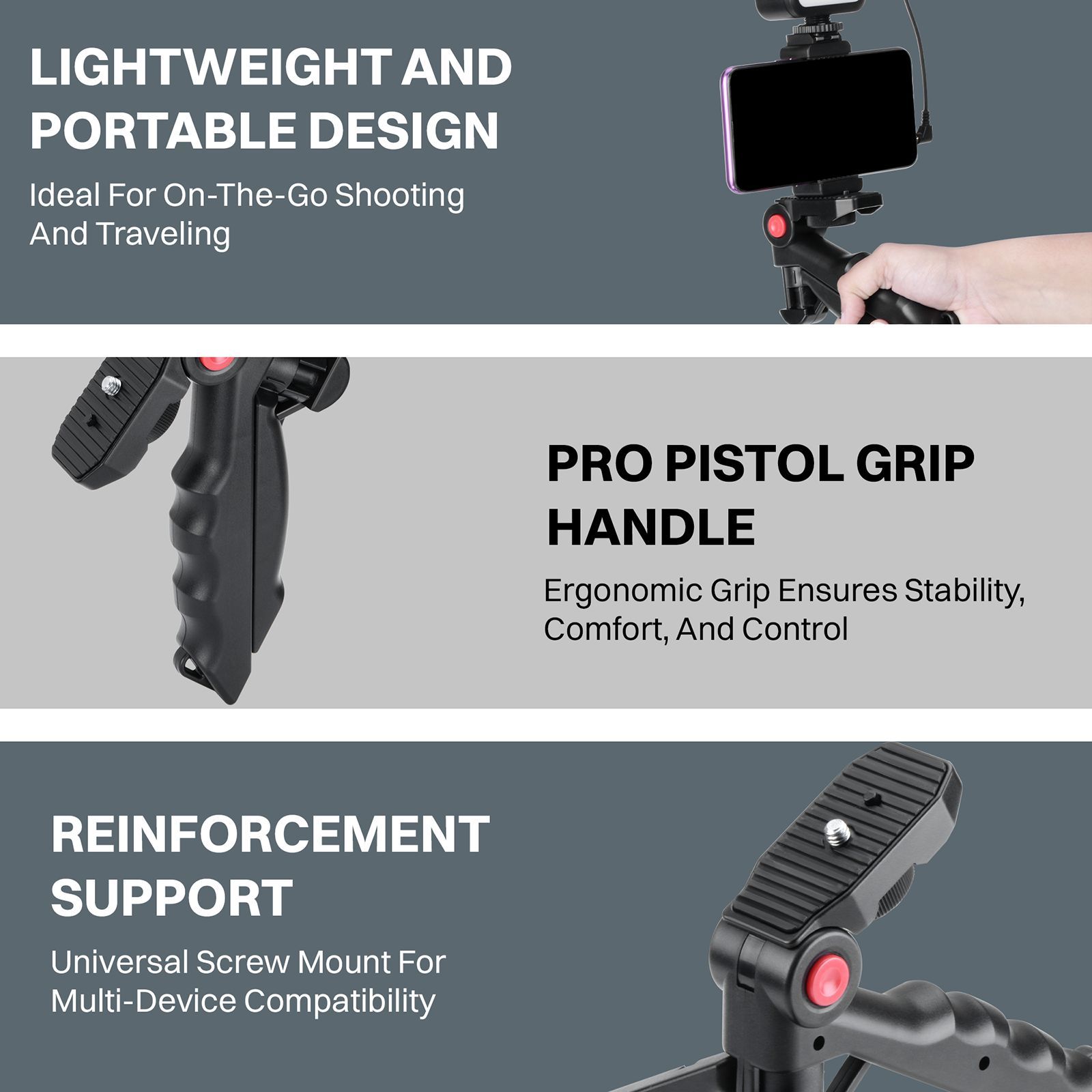 Croma Adjustable Tripod for Camera and Mobile With Remote (Easy to Assemble, Black)_14