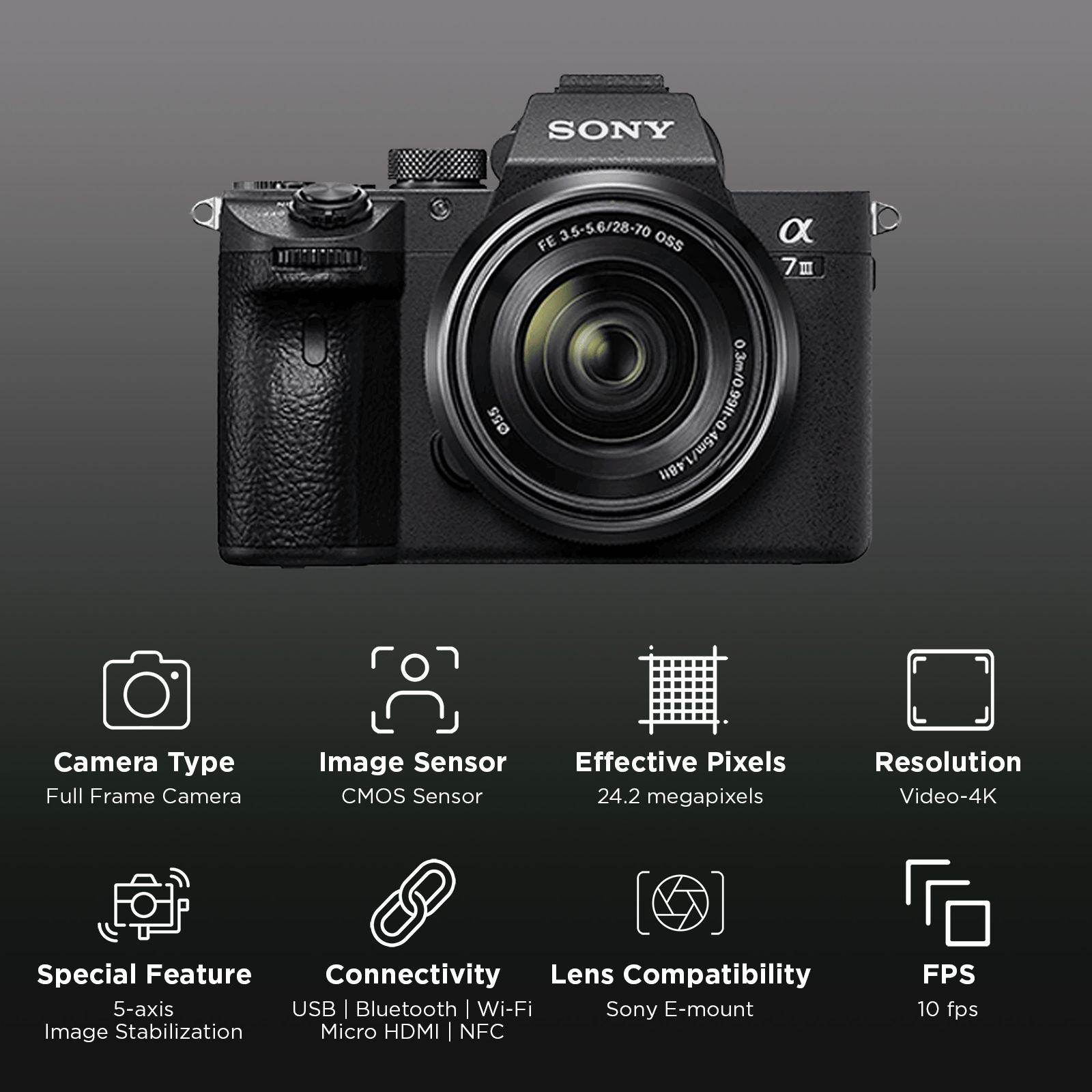 SONY Alpha 7 III 24.2MP Full Frame Camera (28-70 mm Lens, 35.6 x 23.8 mm Sensor, In-body 5-axis Image Stabilisation)_2