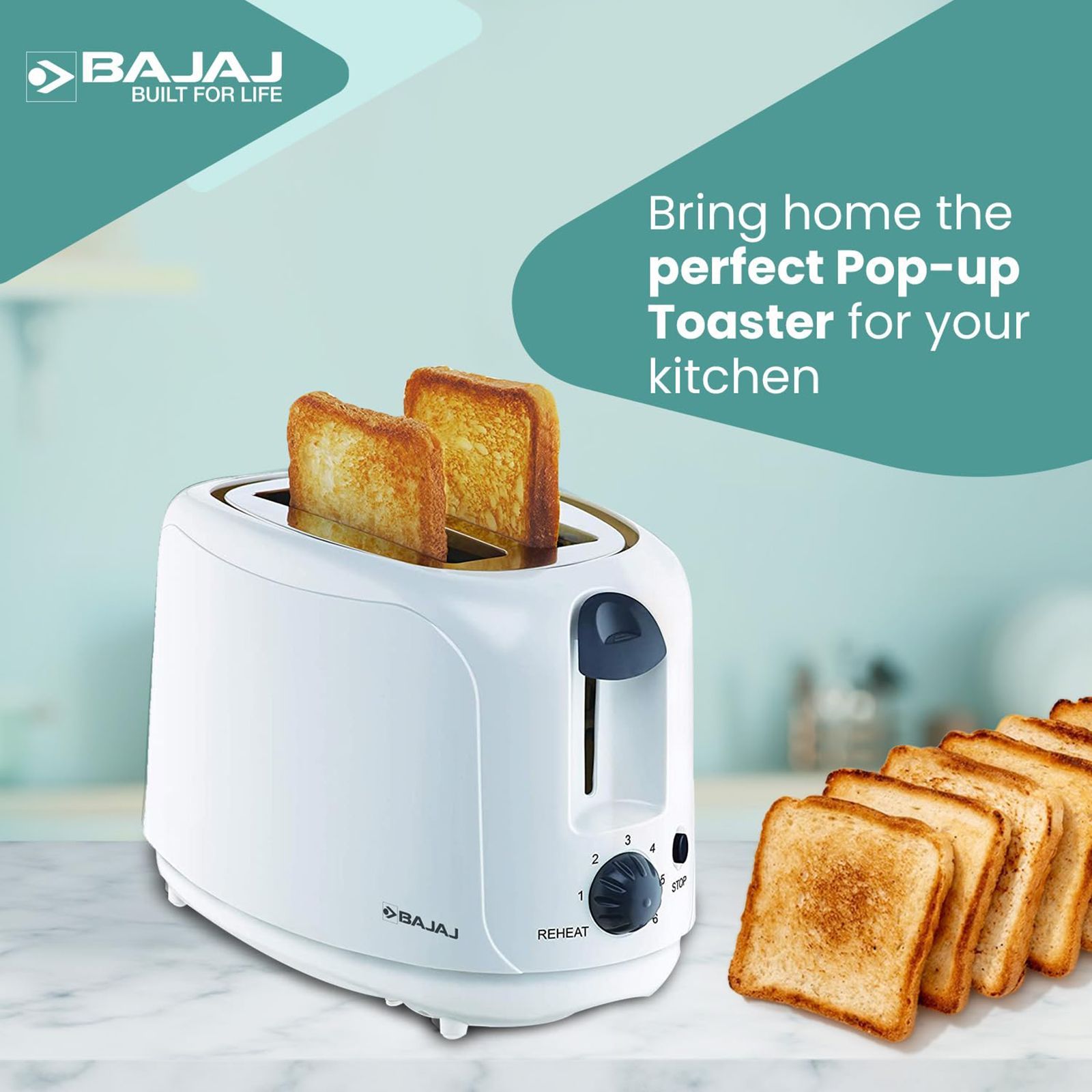 BAJAJ Majesty 750W 2 Slice Pop-Up Toaster with Slide Out Crumb Tray (White) BAJAJ Majesty 750W 2 Slice Pop-Up Toaster with Slide Out Crumb Tray (White)_9