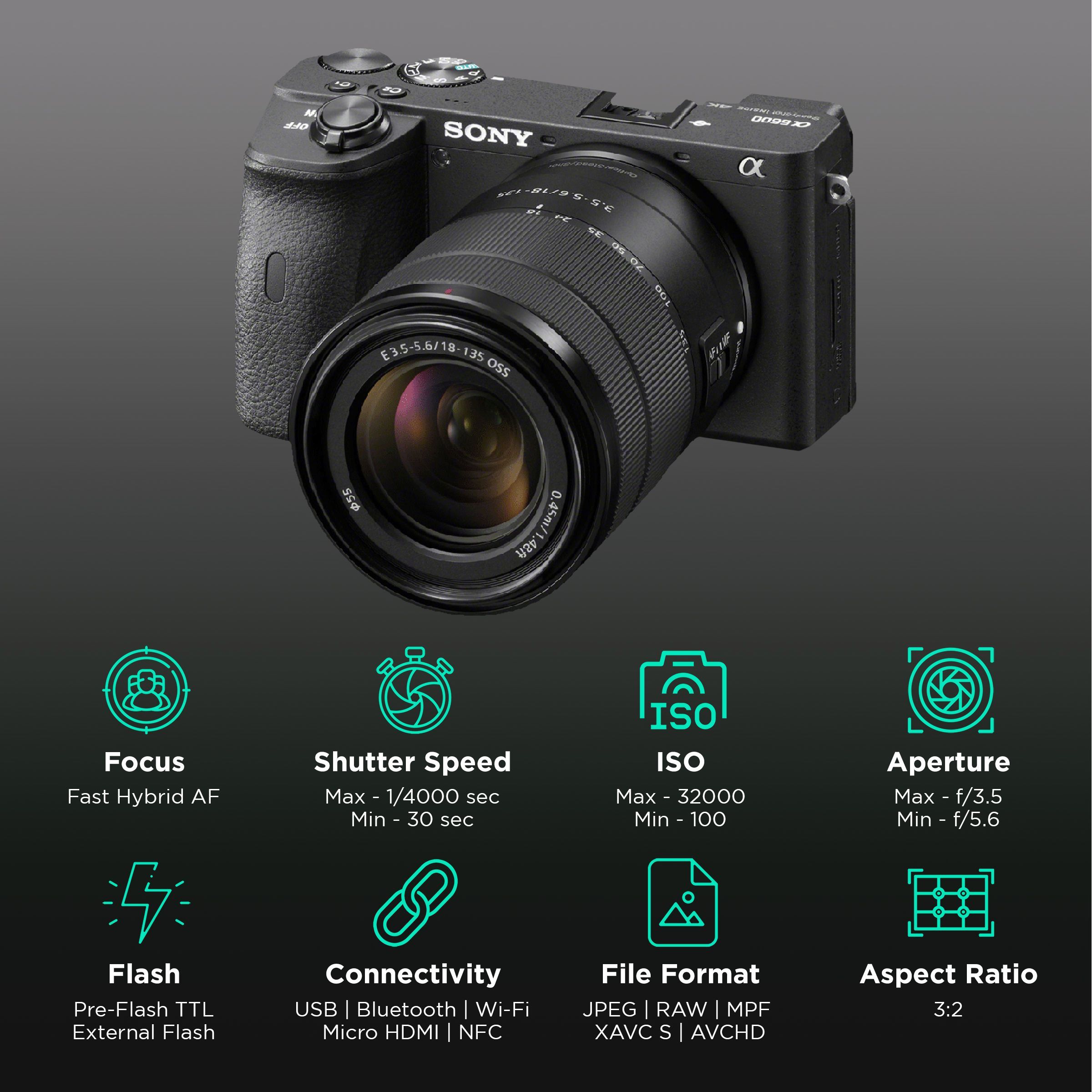 SONY Alpha 6600 24.2MP Mirrorless Camera (18-135 mm Lens, 23.5 x 15.6 mm Sensor, Tiltable LCD Screen)_3