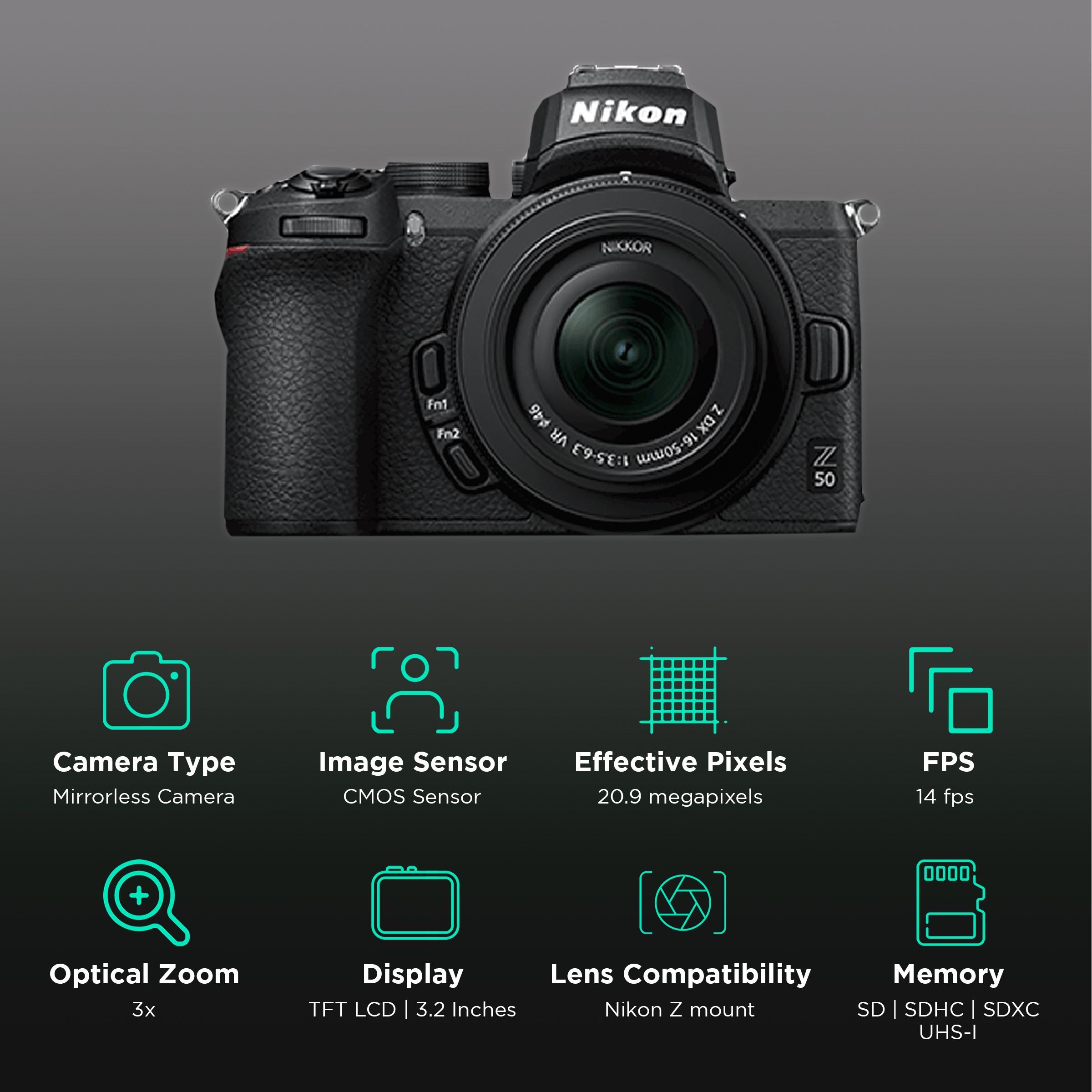 Nikon Z 50 20.9MP Mirrorless Camera (16-50 mm Lens, 23.5 x 15.7 mm Sensor, Tilting TFT Touch-Sensitive LCD)_2