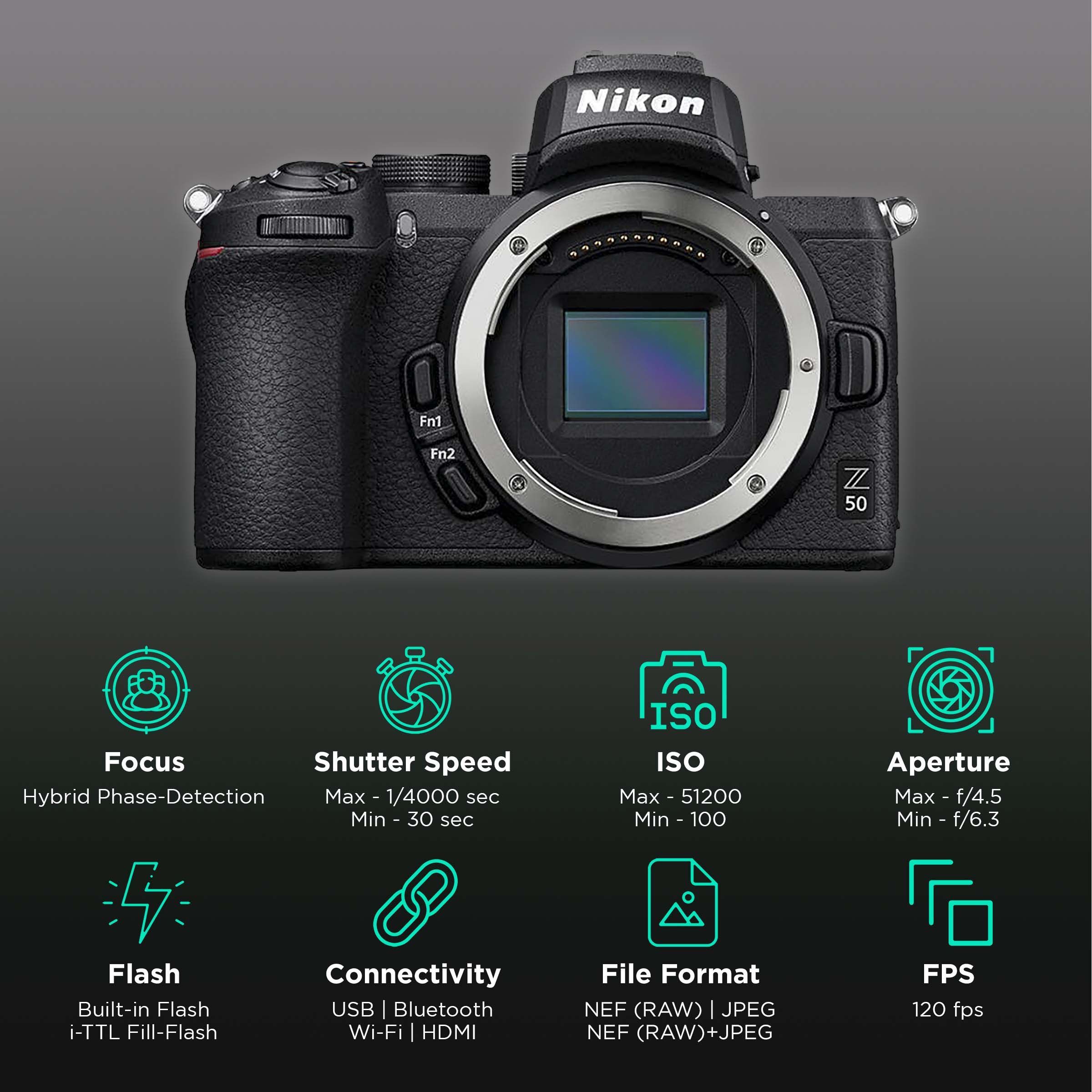 Nikon Z 50 20.9MP Mirrorless Camera (16-50 mm and 50-250 mm Lens, 23.5 x 15.7 mm Sensor, Auto ISO Sensitivity Control) Nikon Z 50 20.9MP Mirrorless Camera (16-50 mm and 50-250 mm Lens, 23.5 x 15.7 mm Sensor, Auto ISO Sensitivity Control)_3