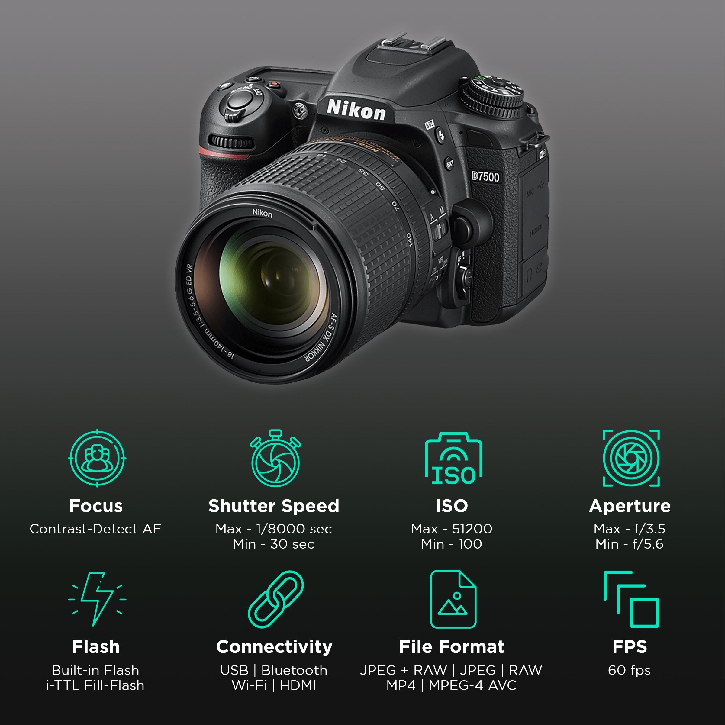 Nikon D7500 20.9MP DSLR Camera (18-140 mm Lens, 23.5 x 15.7 mm Sensor, Game Changing Resolution)_3