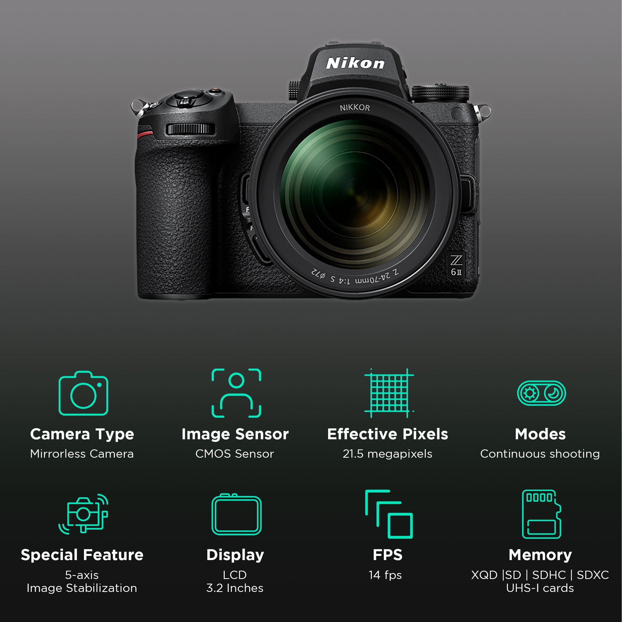 Nikon Z 6II 24.5MP Mirrorless Camera (24-70 mm Lens, 35.9 x 23.9 mm Sensor, Tilting TFT Touch-Sensitive LCD)_2