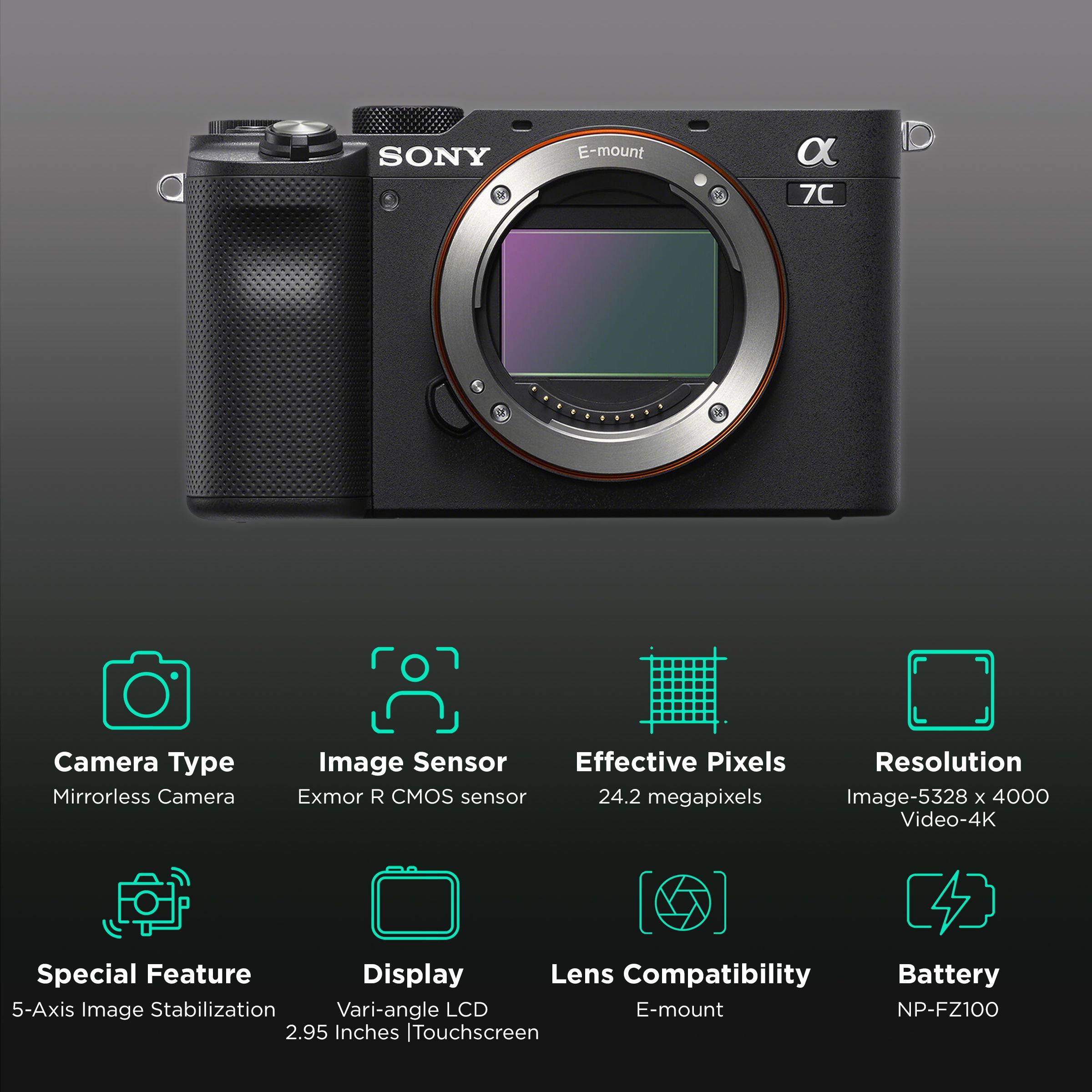 SONY Alpha 7C 24.2MP Mirrorless Camera (Body Only, 35.6 x 23.8 mm Sensor, Real Time Eye Auto Focus) SONY Alpha 7C 24.2MP Mirrorless Camera (Body Only, 35.6 x 23.8 mm Sensor, Real Time Eye Auto Focus)_2