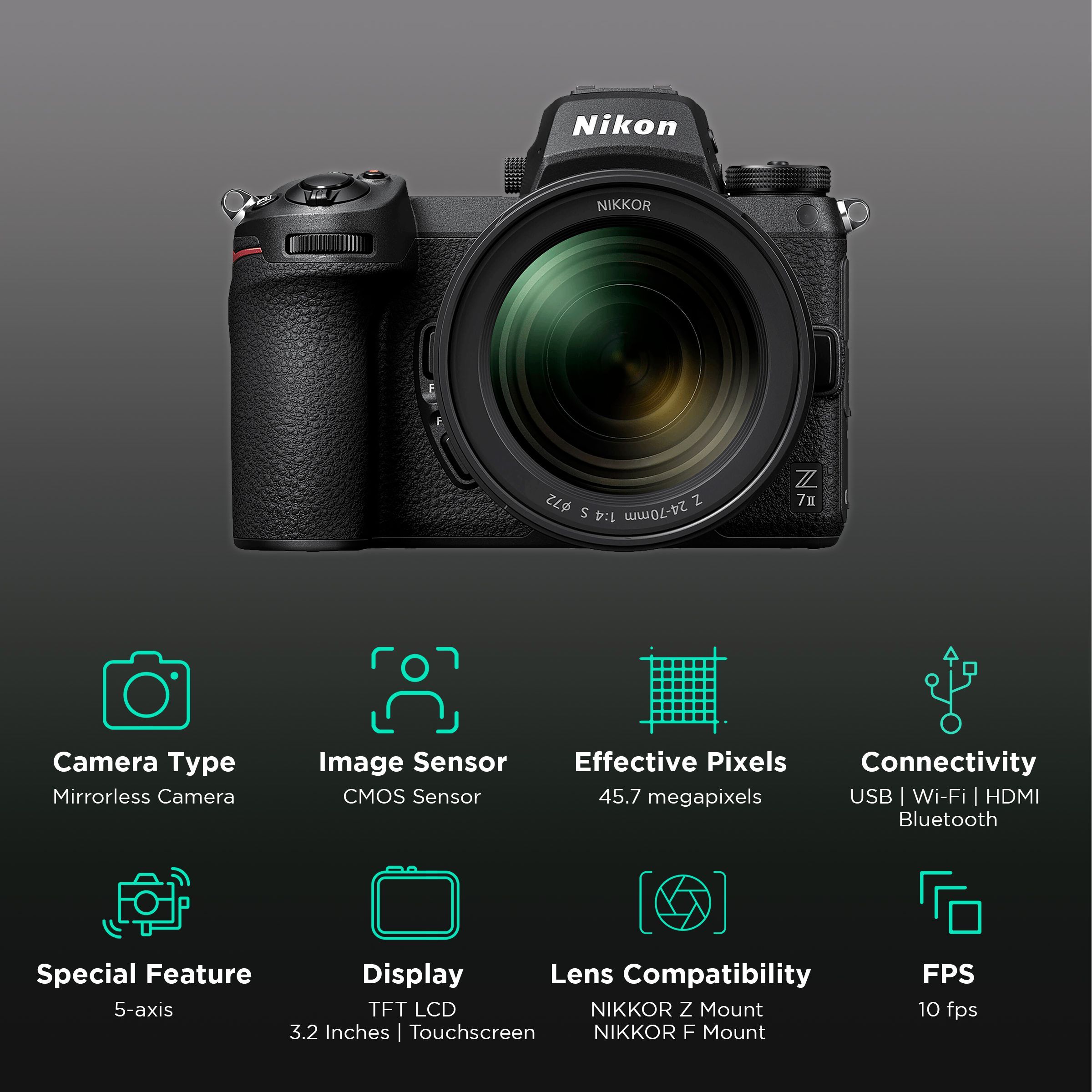 Nikon Z 7II 45.7MP Mirrorless Camera (24-70 mm Lens, 35.9 x 23.9 mm Sensor, Tilting TFT Touch-Sensitive LCD)_2